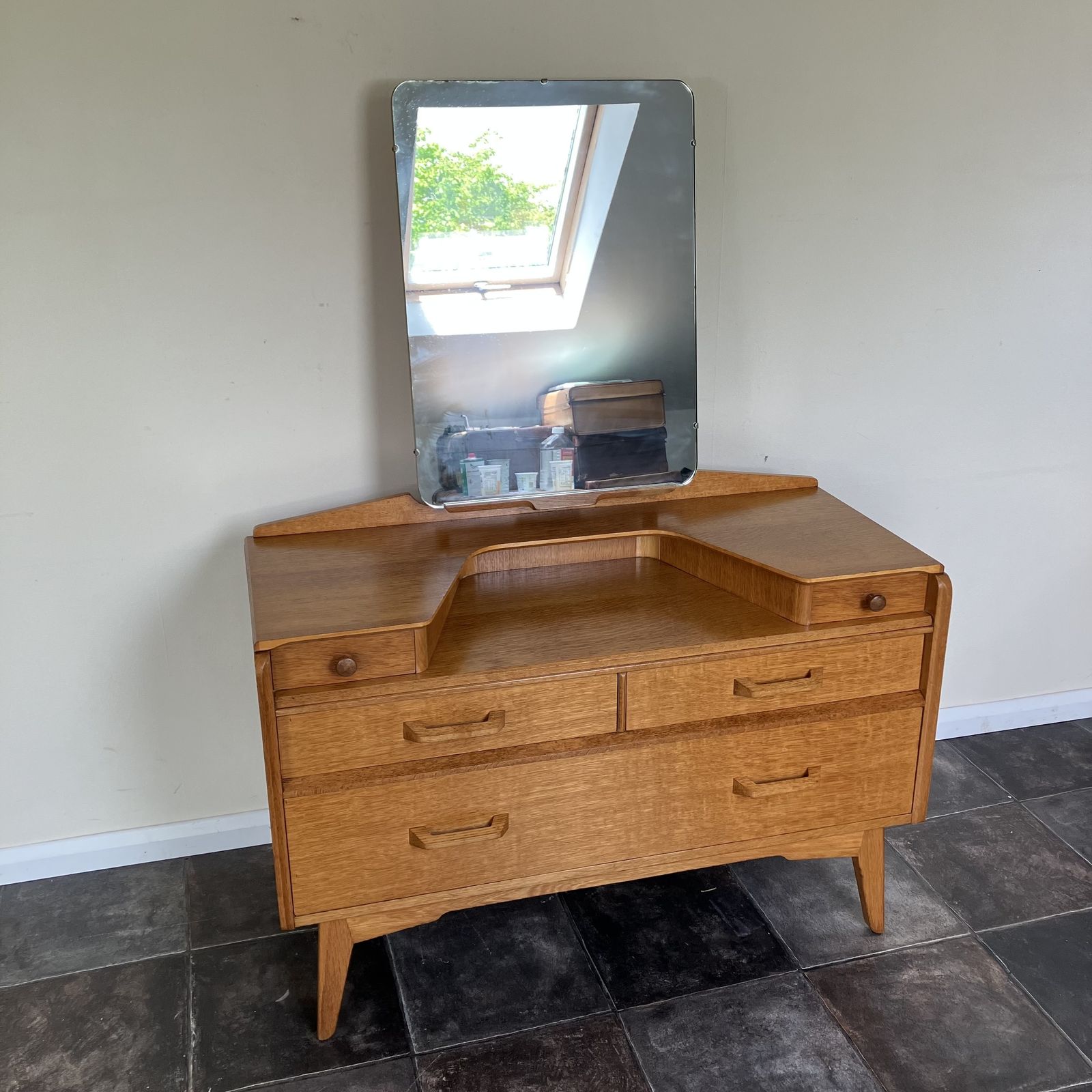 Refurbished 1950's Mid Century Modern E Gomme G Plan Oak Brandon Dressing Table; Danish Style photo vintage
