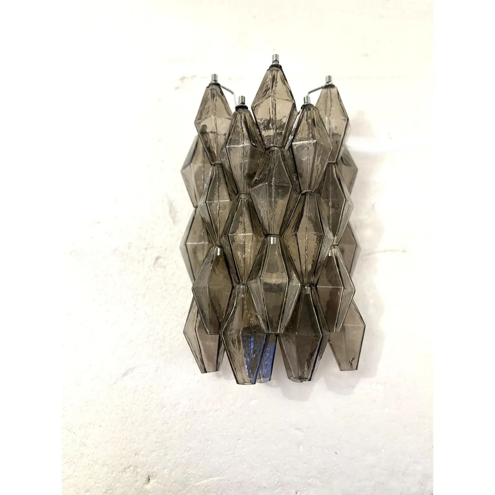 Italian “Poliedri” Murano Glass Wall Sconce In Venini Design   Lot Of 4 photo vinterior