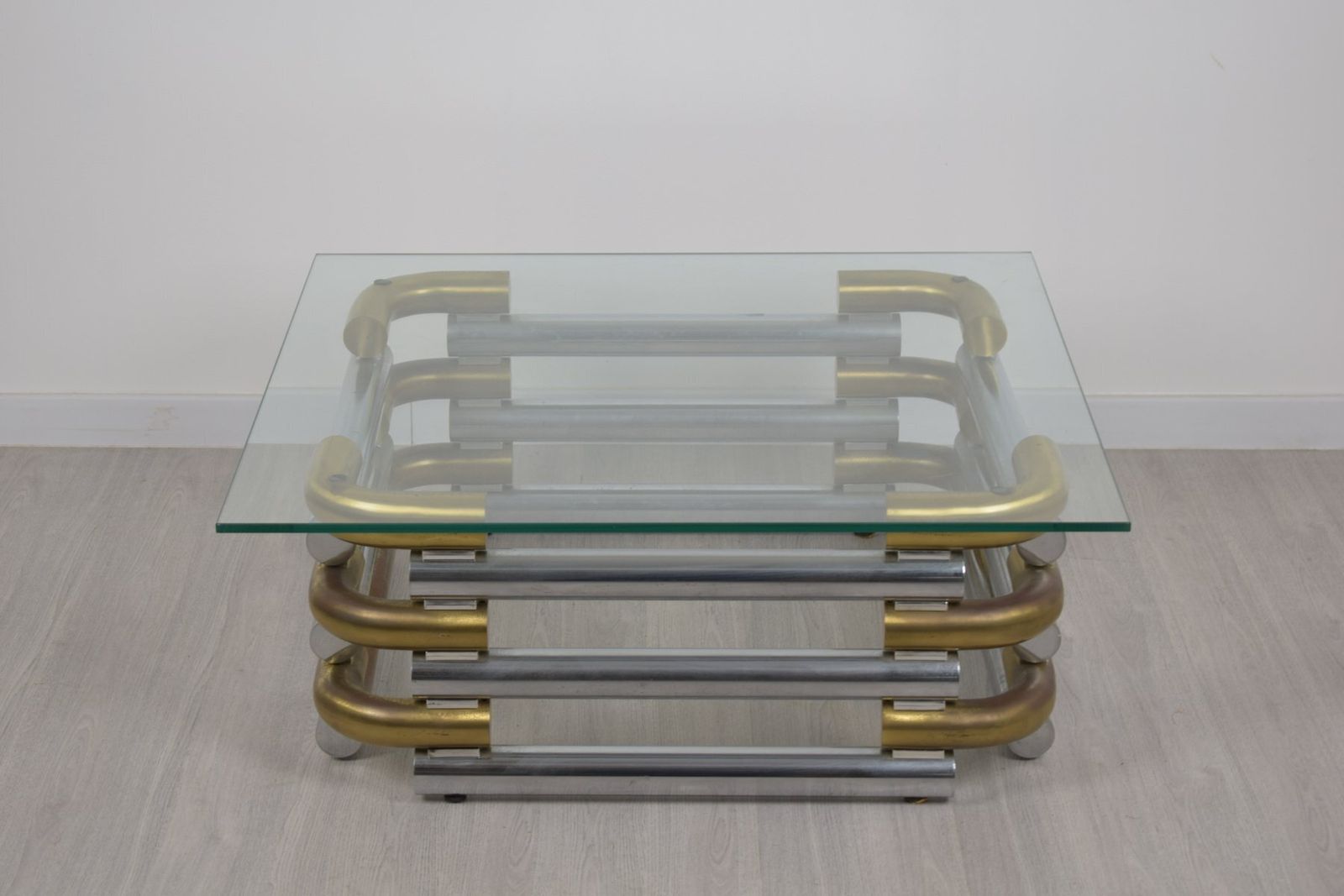 Furniture Brass And Steel Coffee Table, Italy, 1970 photo