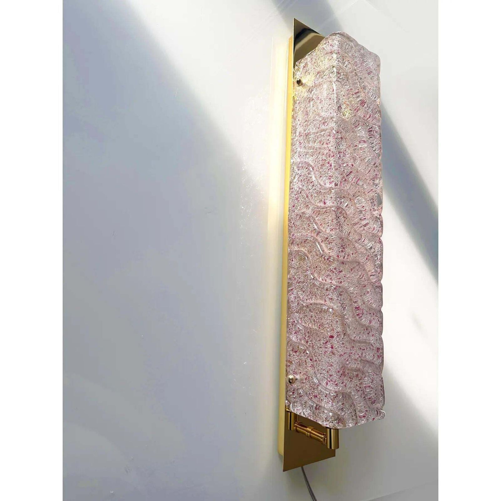 Lot Of 4 Luxury Gold Wall Sconces With Ametista “Graniglia” Murano Glass photo furniture