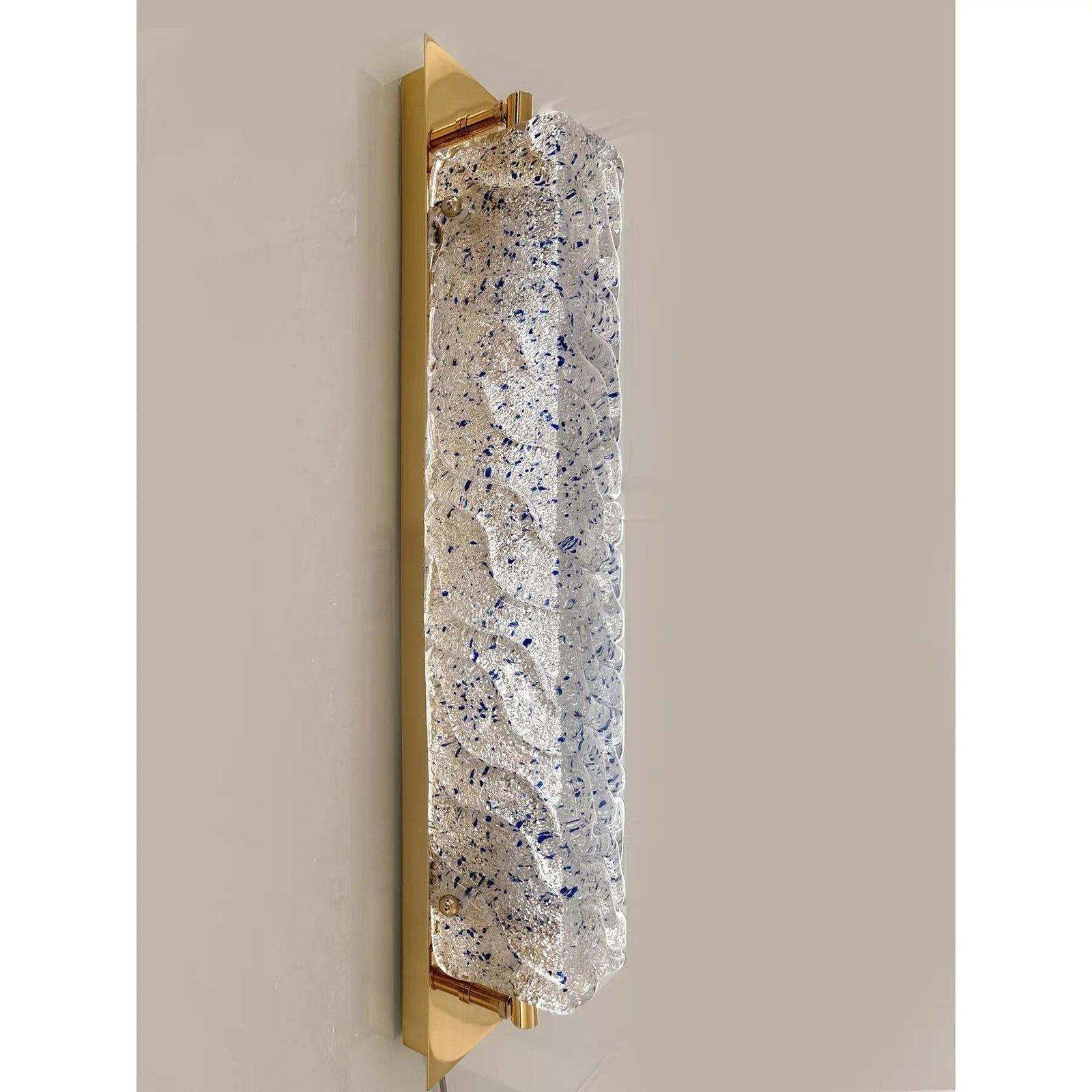 Gold Murano Glass Wall Sconces With Blue “Graniglia” Detail – Set Of Four photo 5366.0