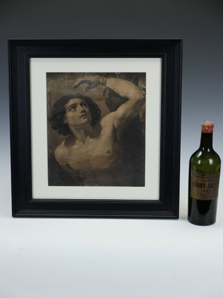 A Rare 17th Century Engraving: Saint Sebastian On "Chain Laid" Paper photo Art