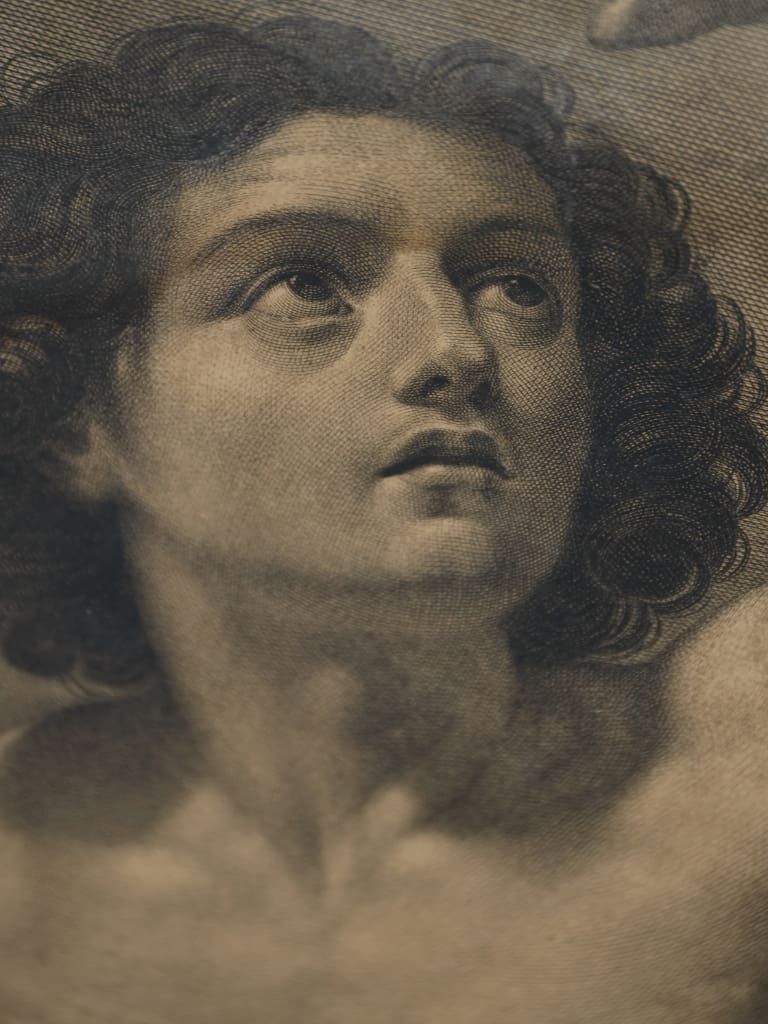 A Rare 17th Century Engraving: Saint Sebastian On "Chain Laid" Paper photo 650.0