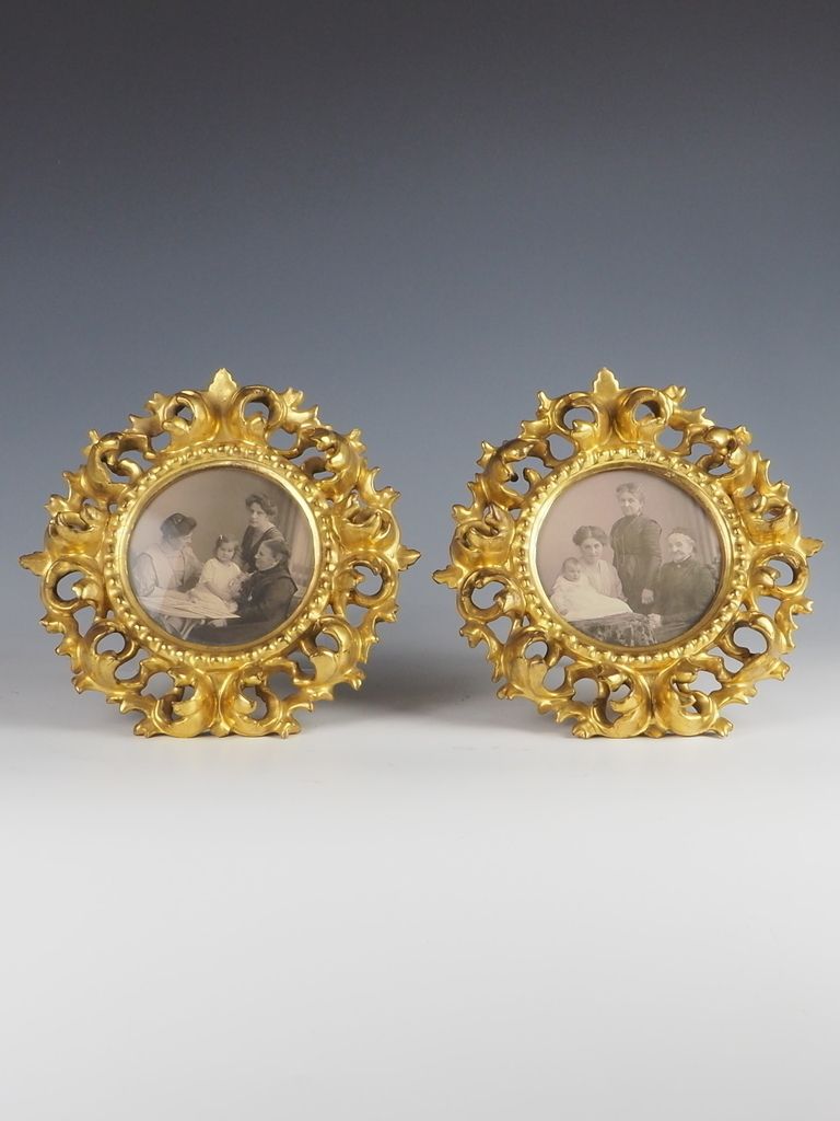 Antique Fine Carved Giltwood Florentine Photo Frames (Pair)