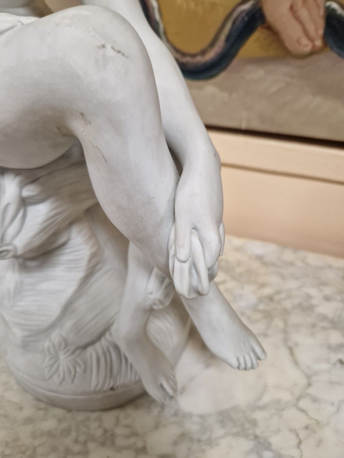 Antique French Diane Bathing Sculpture In Biscuit Attb Falconet photo vinterior