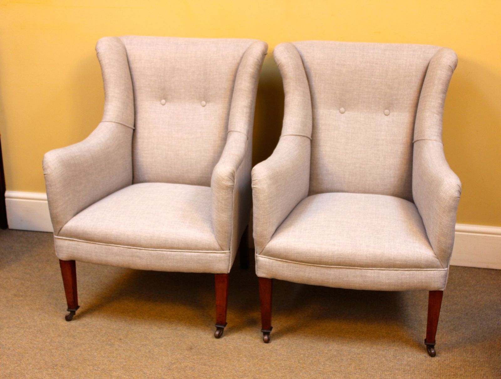 A Pair Of Late 19thc. Small Walnut Wing Armchairs photo furniture