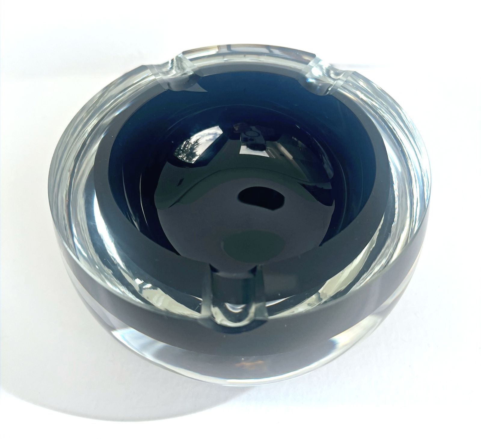 Mid Century Modern Antonio Da Ros Glass Glass Ashtray Murano Sommerso photo vinterior