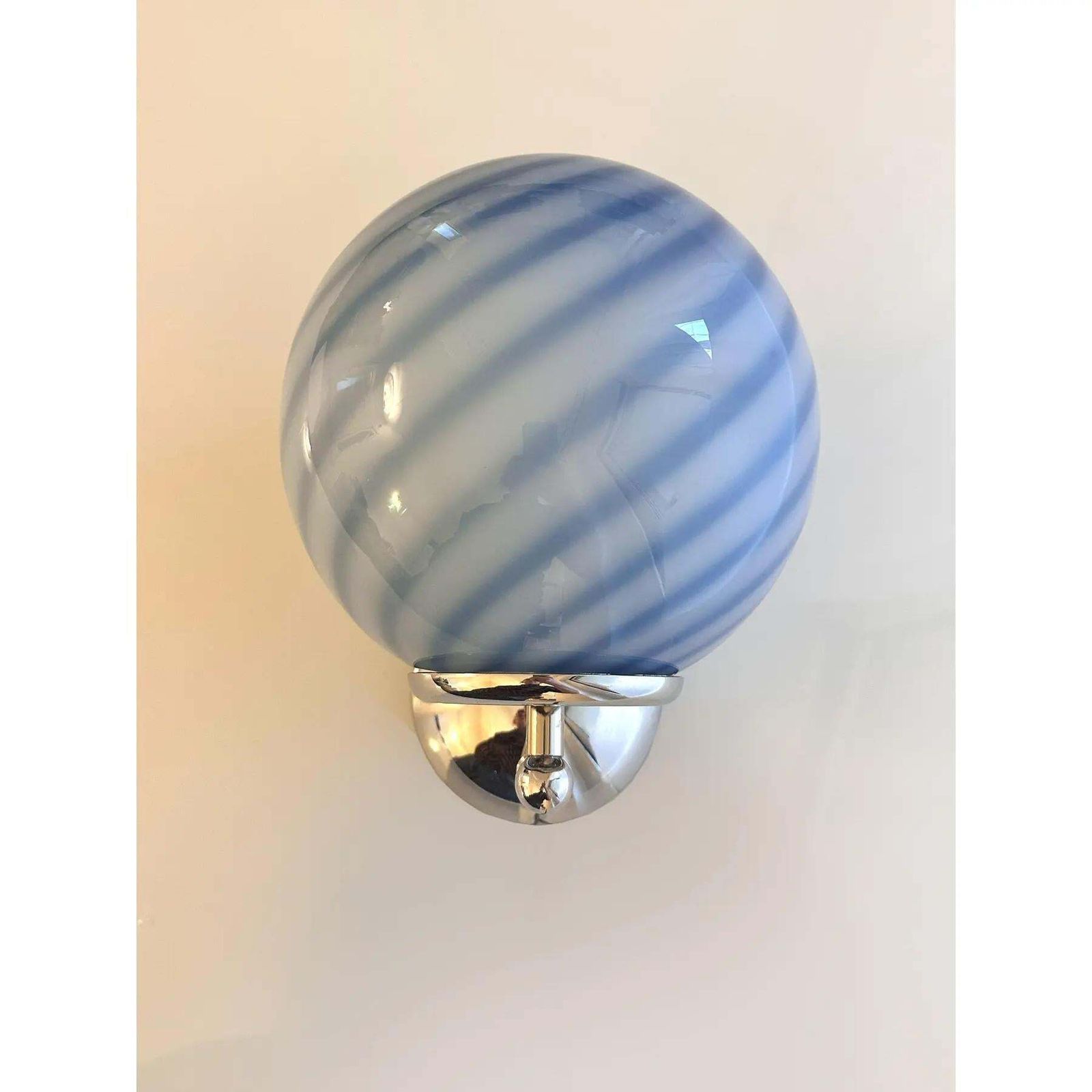Lot Of 4 Contemporary Blue Swirl “Rods” Murano Glass Wall Sconces photo for sale