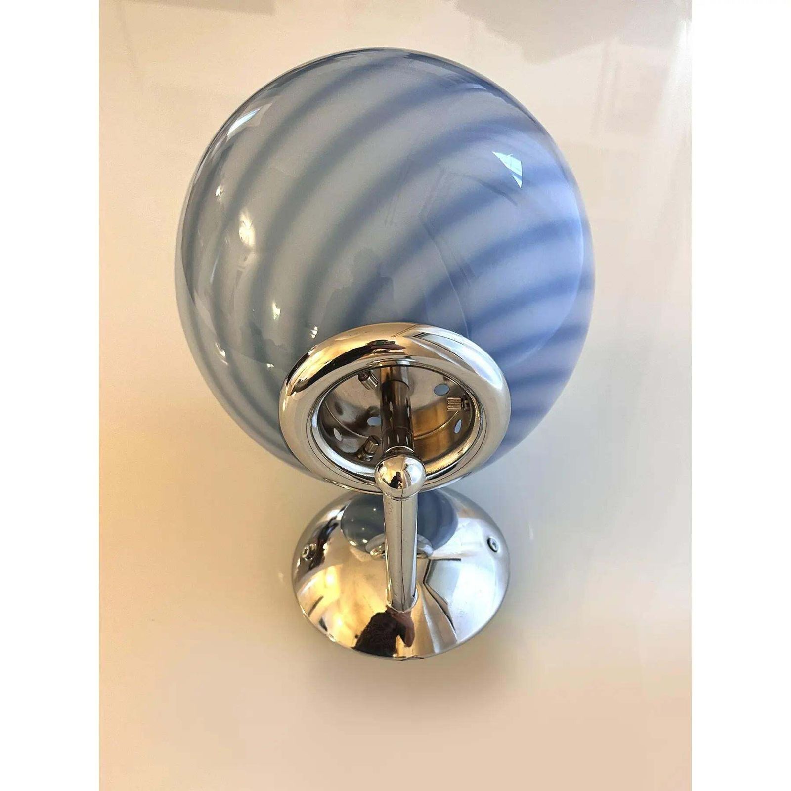 Lot Of 4 Contemporary Blue Swirl “Rods” Murano Glass Wall Sconces photo vintage