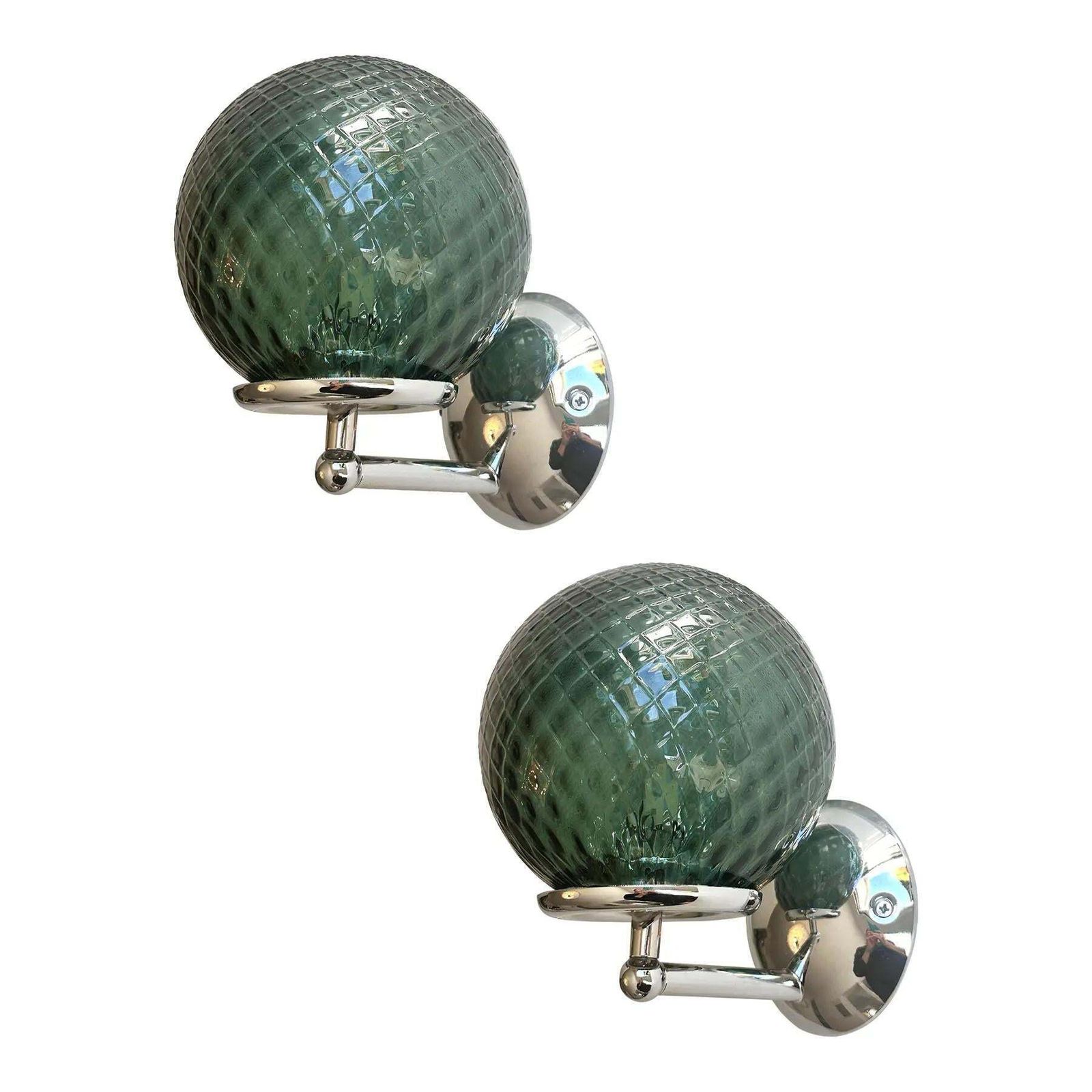 Lot Of 4 Contemporary Green “Ballotton” Murano Glass Wall Sconces photo furniture