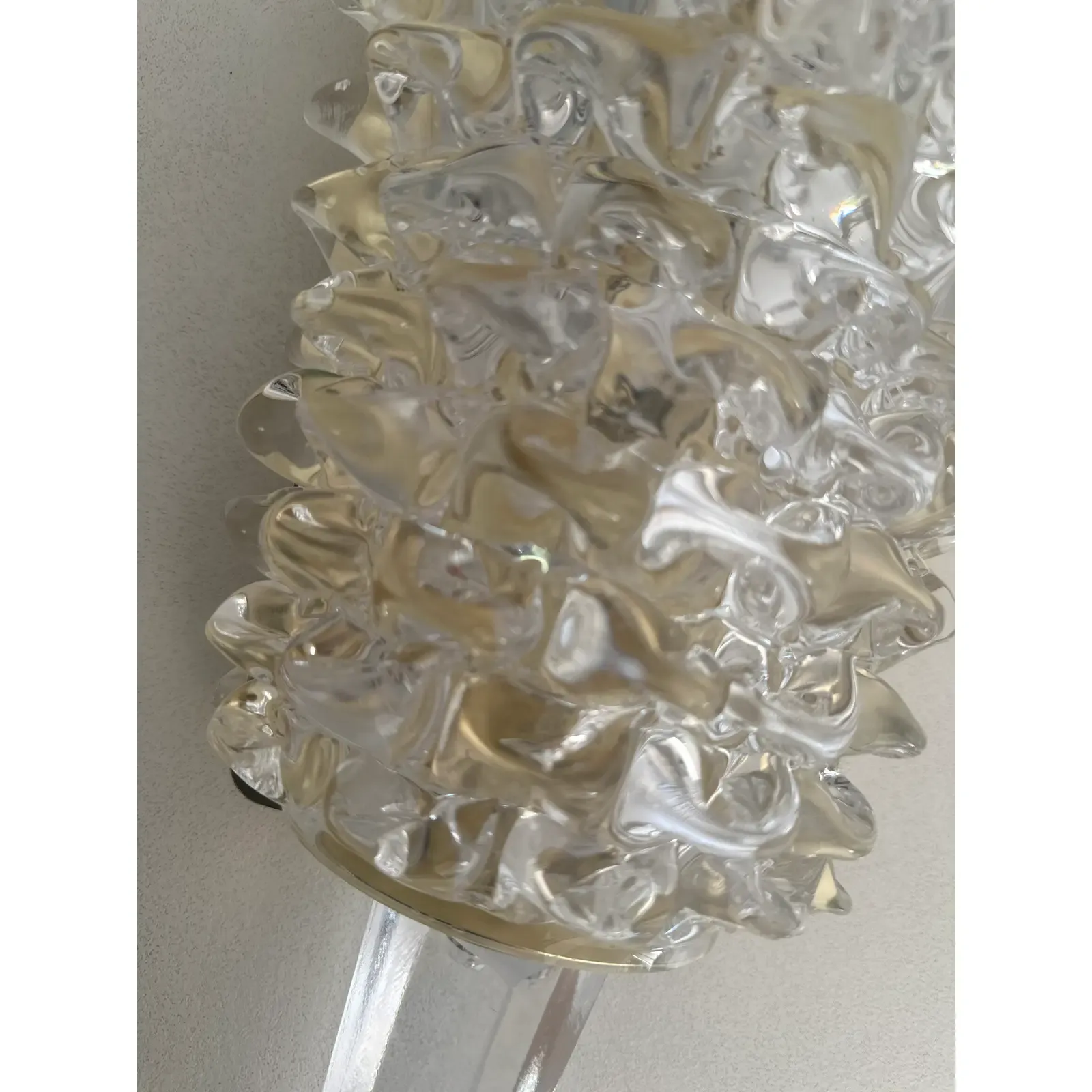 Handcrafted Clear Rostrato Murano Glass Wall Light— Lot Of 4 Rostrato Wall Sconces photo vintage