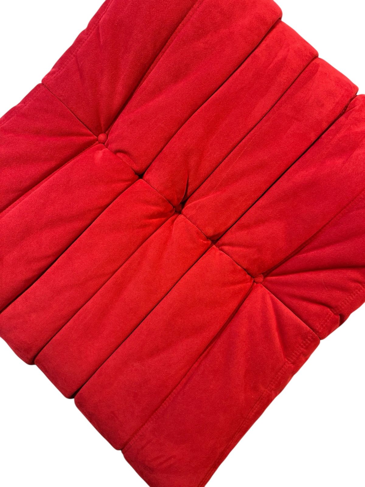 1750.0 Set Of Red Alcantara Togo Fireside Chair & Ottoman By Michel Ducaroy For Ligne photo