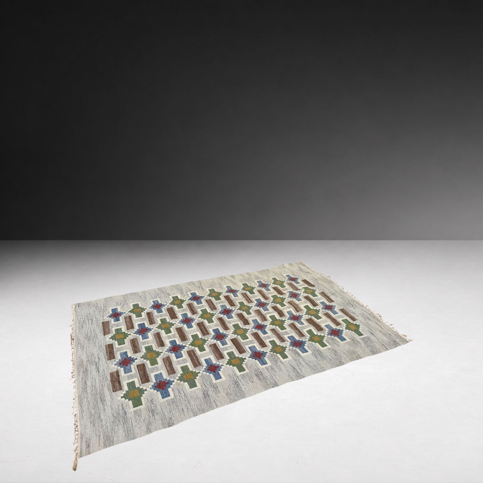 1950s Large Swedish Rollakan Flat Weave Rug By Judith Johansson photo for sale