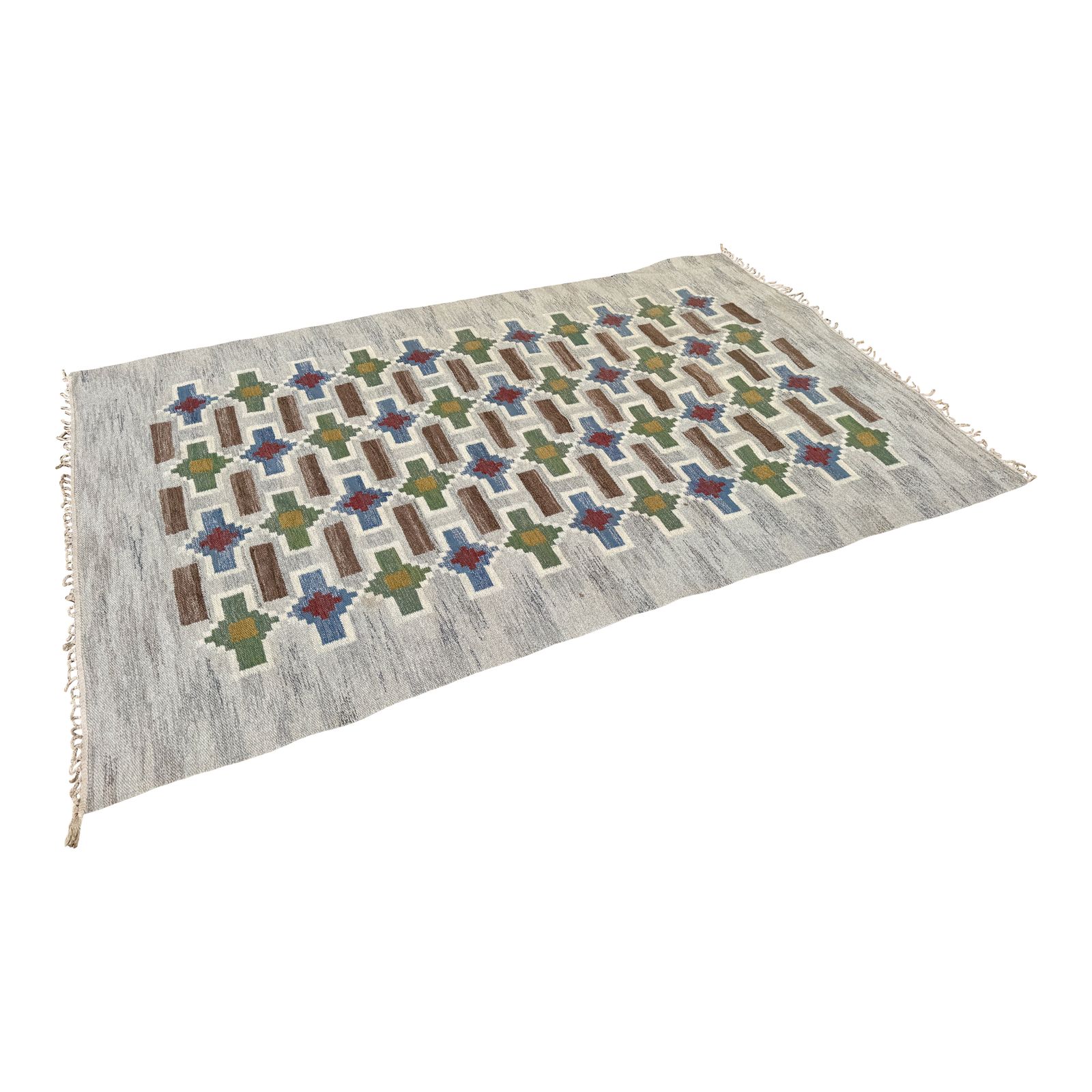 1950s Large Swedish Rollakan Flat Weave Rug By Judith Johansson