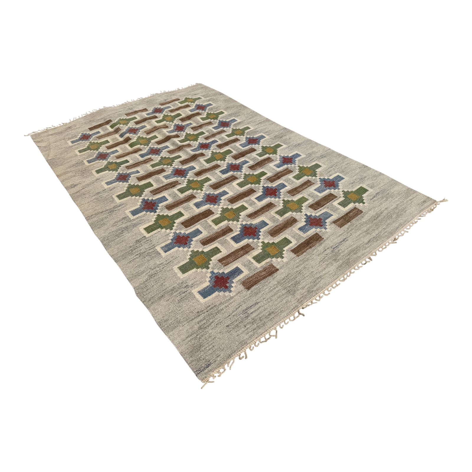 1950s Large Swedish Rollakan Flat Weave Rug By Judith Johansson photo Textiles