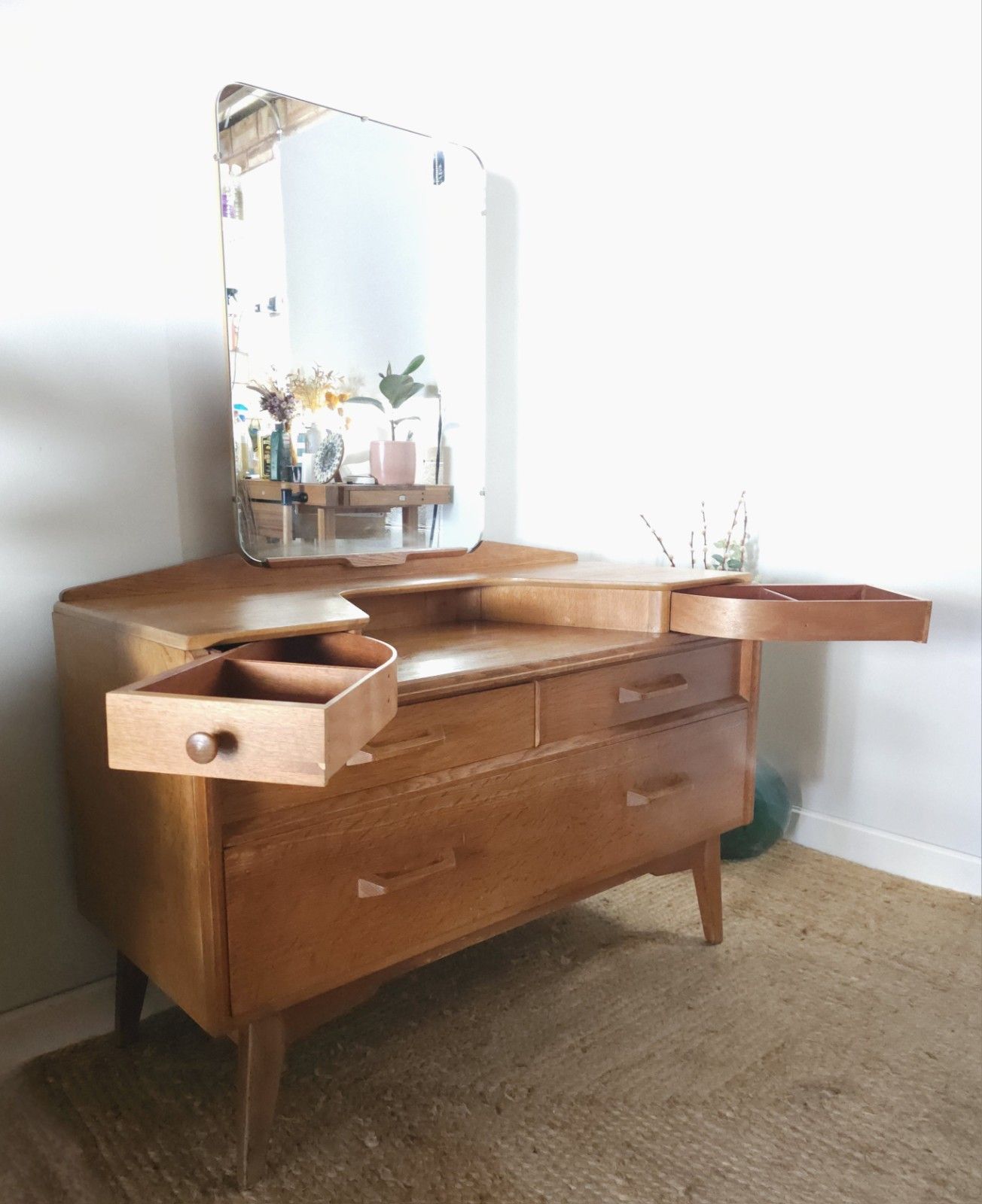 G Plan Dressing Table 1950s Mid Century Brandon Vintage Light Oak Retro Delivery photo for sale