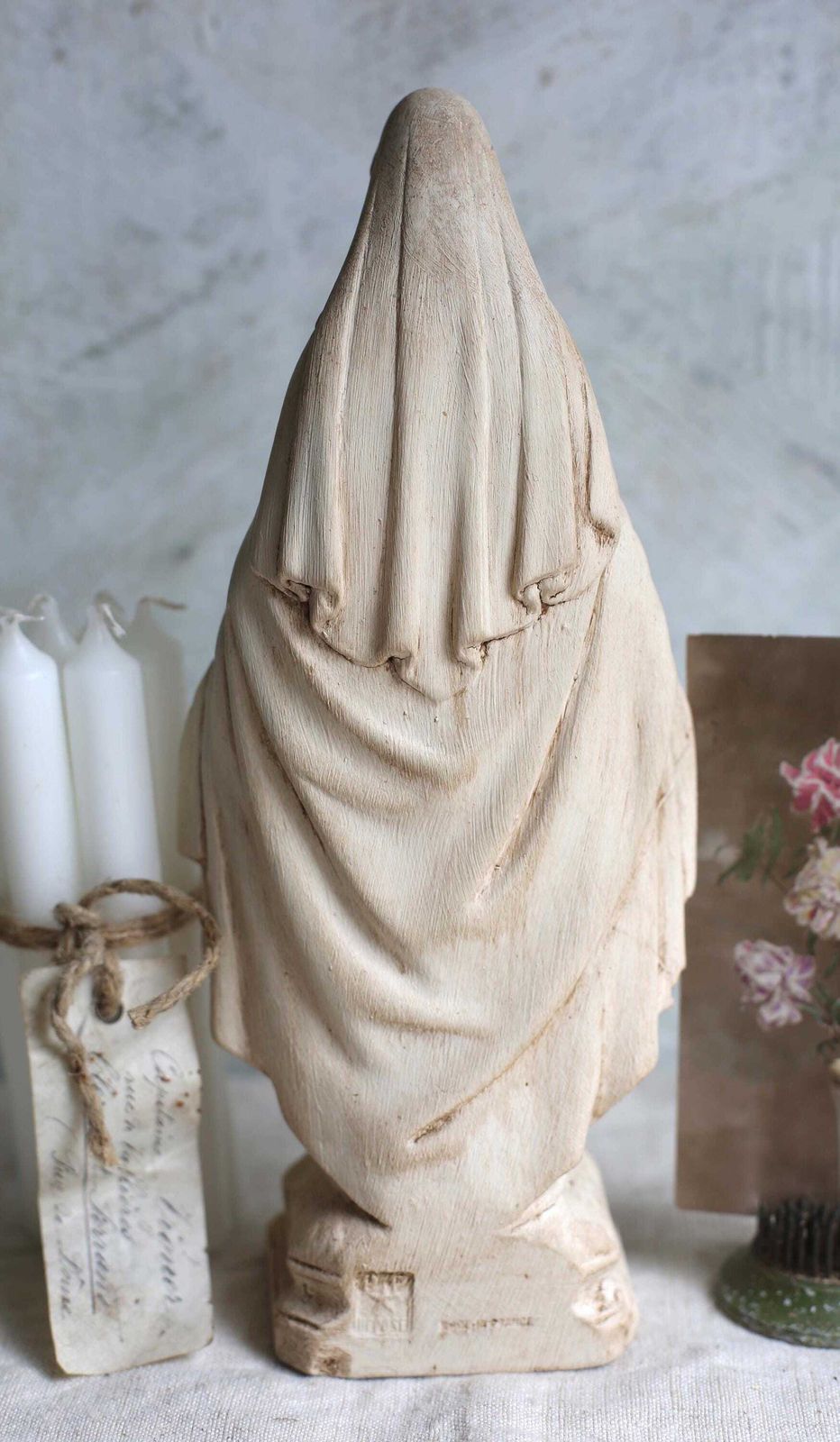 photo for sale Antique French Mary Statue Small Miraculous Virgin Statue Madonna