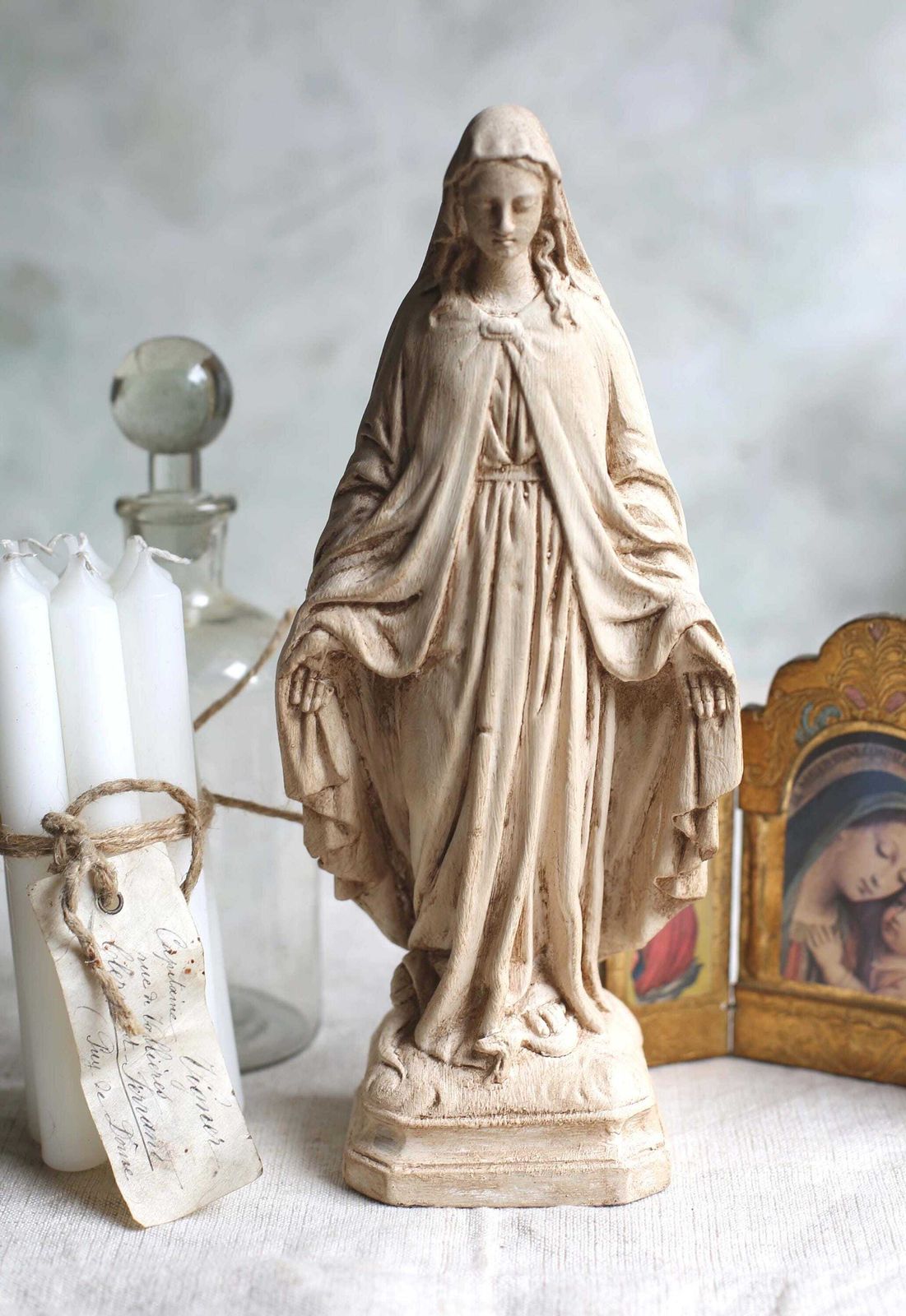 147.0 Antique French Mary Statue Small Miraculous Virgin Statue Madonna photo