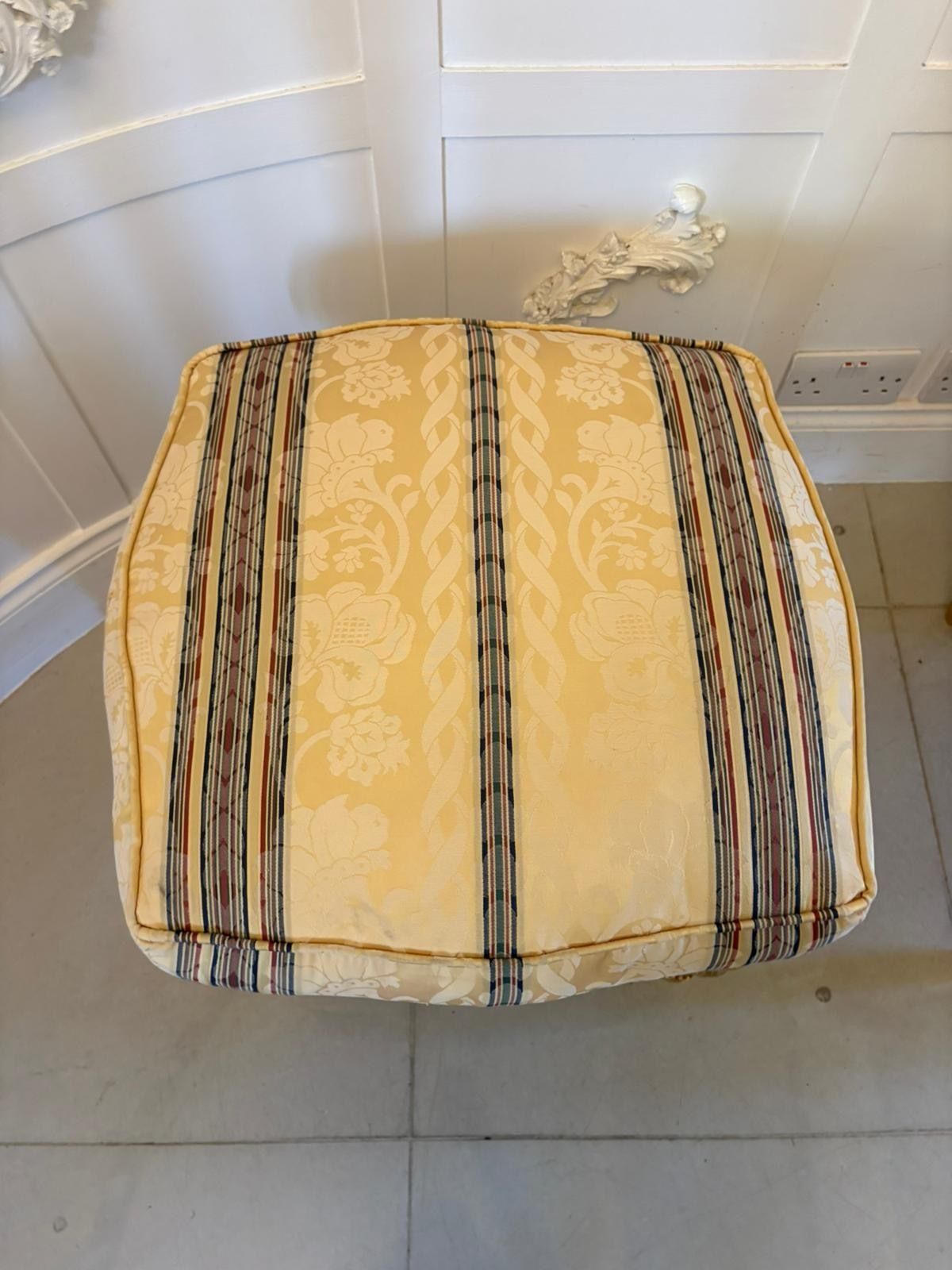 Antique Pair Carved Giltwood  Footstools Upholstered French Style photo Furniture
