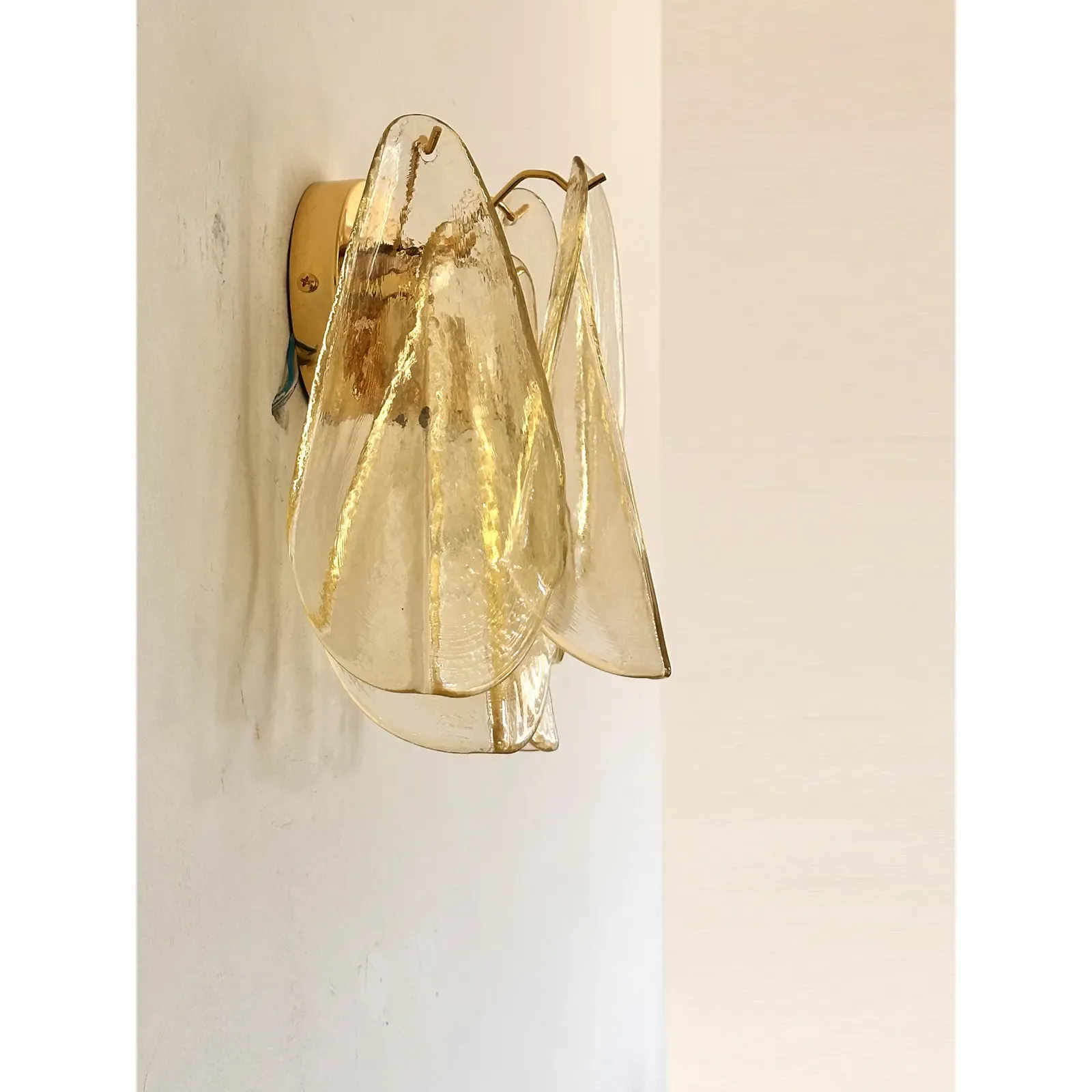 Mazzega Style Amber “Rondini” Murano Glass Gold Wall Sconces — Set Of 4 photo furniture