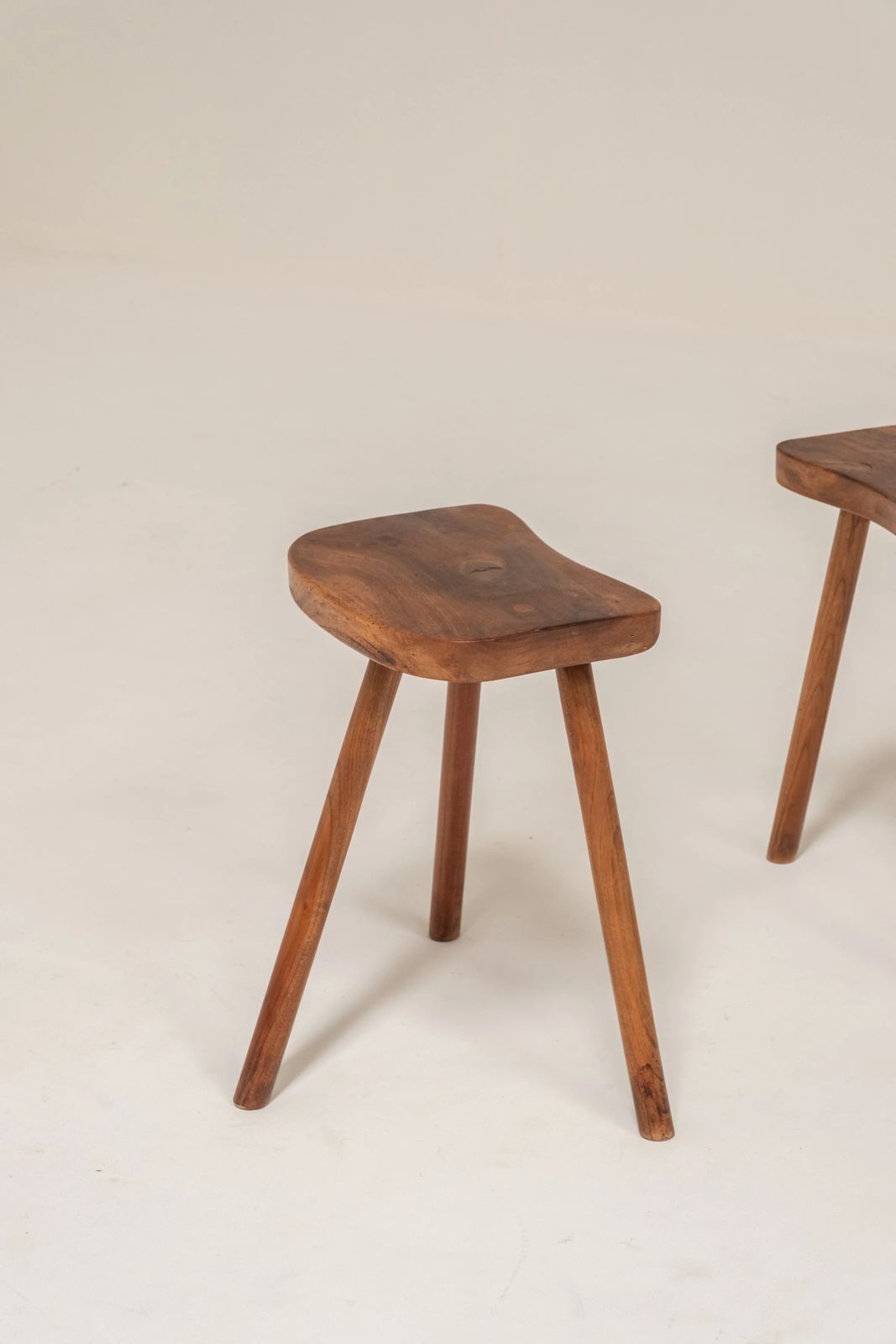 Pair Of French Wooden Stools, 1950s photo vinterior