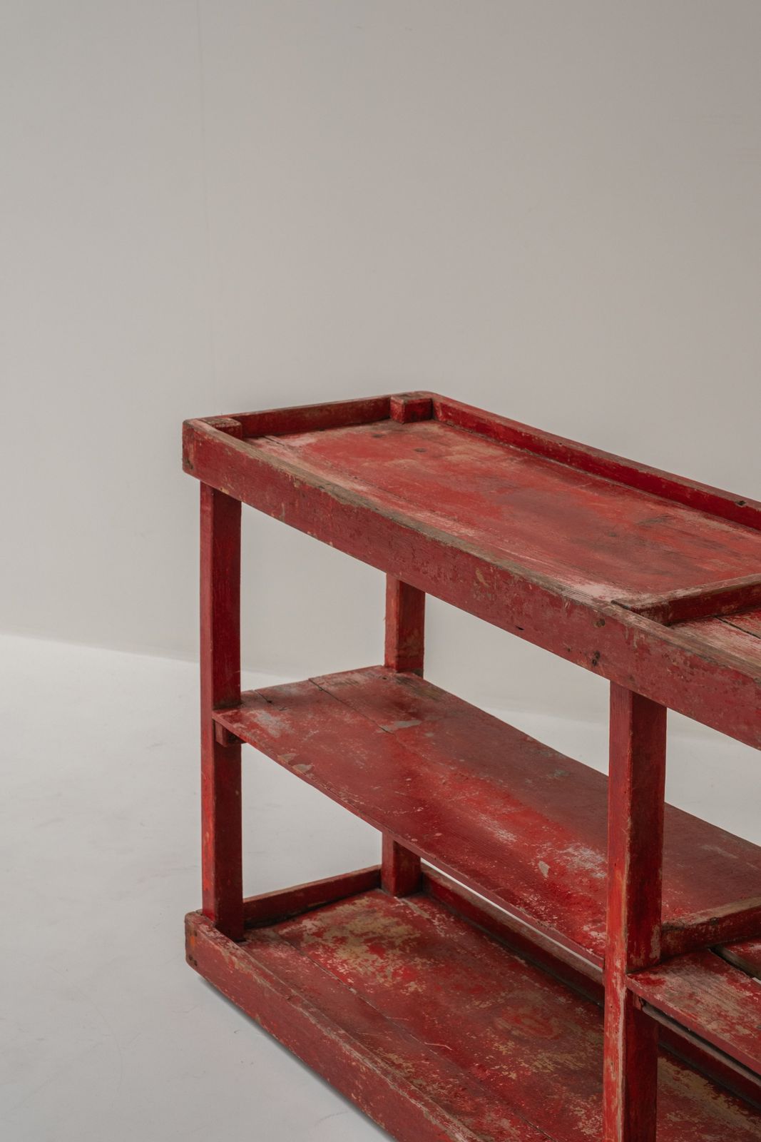 Vintage Red Wooden Shelf, France, 1950s photo vinterior