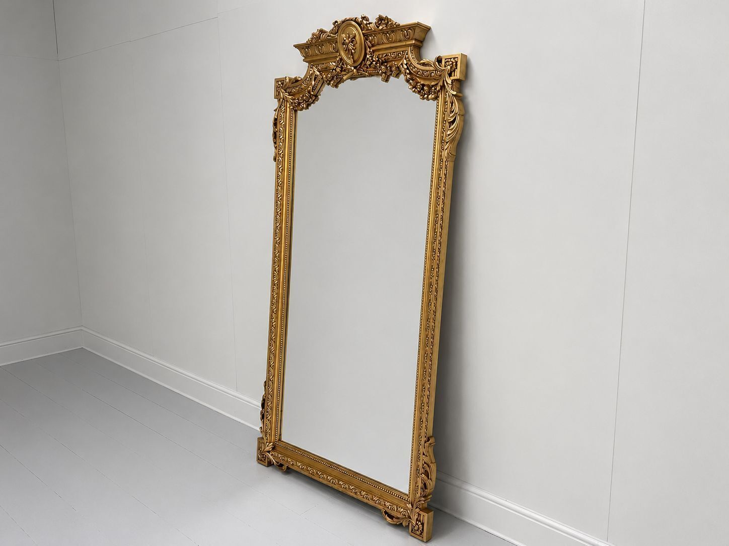 Asnaghi Carved Wood Tall Full Length Gilt Wall Mirror photo furniture