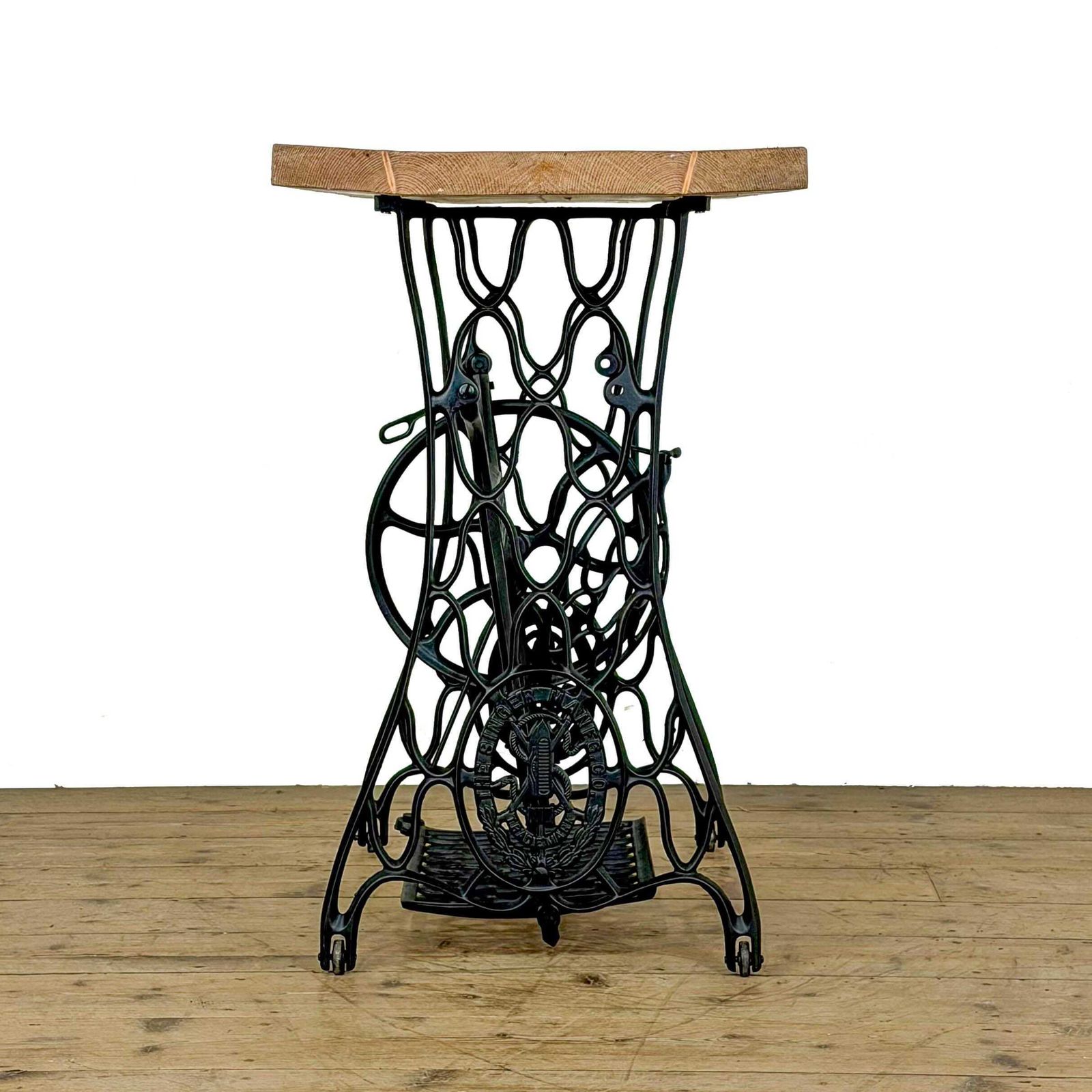 Antique Singer Sewing Machine Table | Antique Furniture | Oak Topped Table | Pub Table photo vinterior