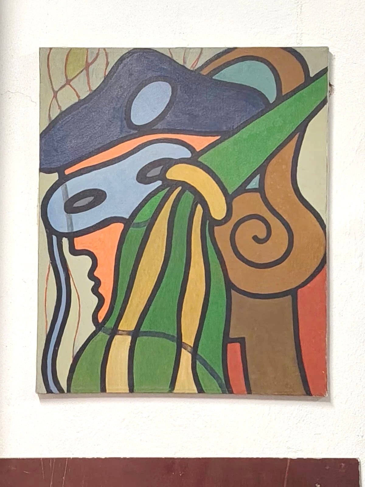 Oil Painting On Canvas "Mask" Franco Prayer (1924) 50 X 60 Cm  Minimalism Style