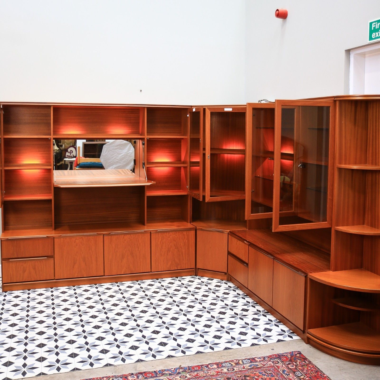 Teak Mid Century Wall Unit By Morris Of Glasgow. 1970s Display Drinks Cabinet photo 1195.0