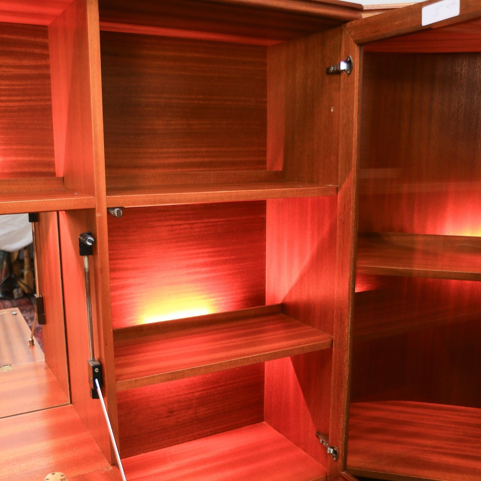 Teak Mid Century Wall Unit By Morris Of Glasgow. 1970s Display Drinks Cabinet photo vintage