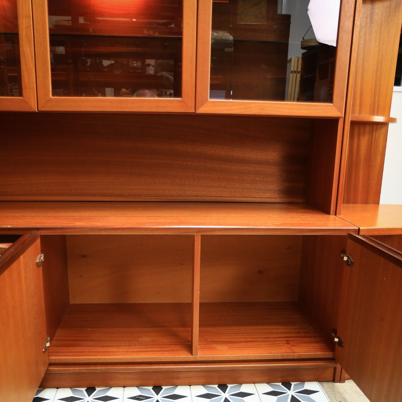 1195.0 Teak Mid Century Wall Unit By Morris Of Glasgow. 1970s Display Drinks Cabinet photo