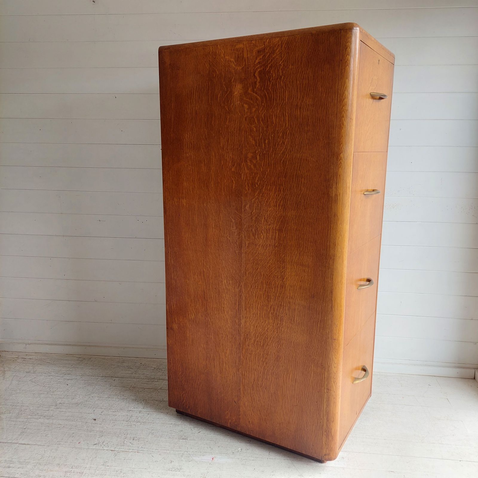 photo furniture Art Deco Oak 4 Chest Of Drawers Large Filing Cabinet With Bar Drawer England 30s 40s