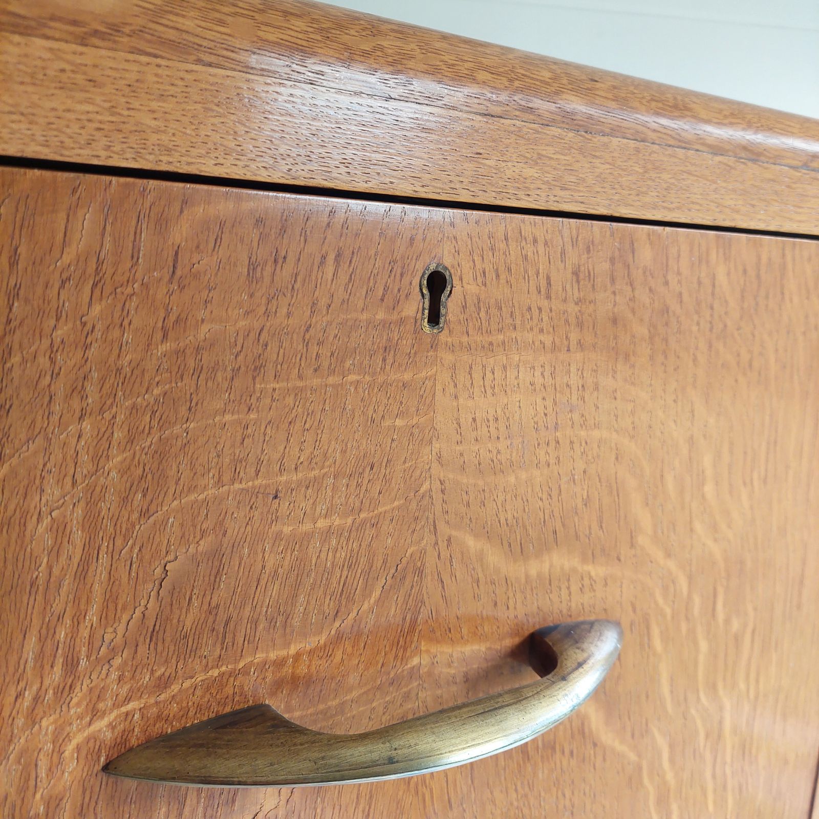 Furniture Art Deco Oak 4 Chest Of Drawers Large Filing Cabinet With Bar Drawer England 30s 40s photo