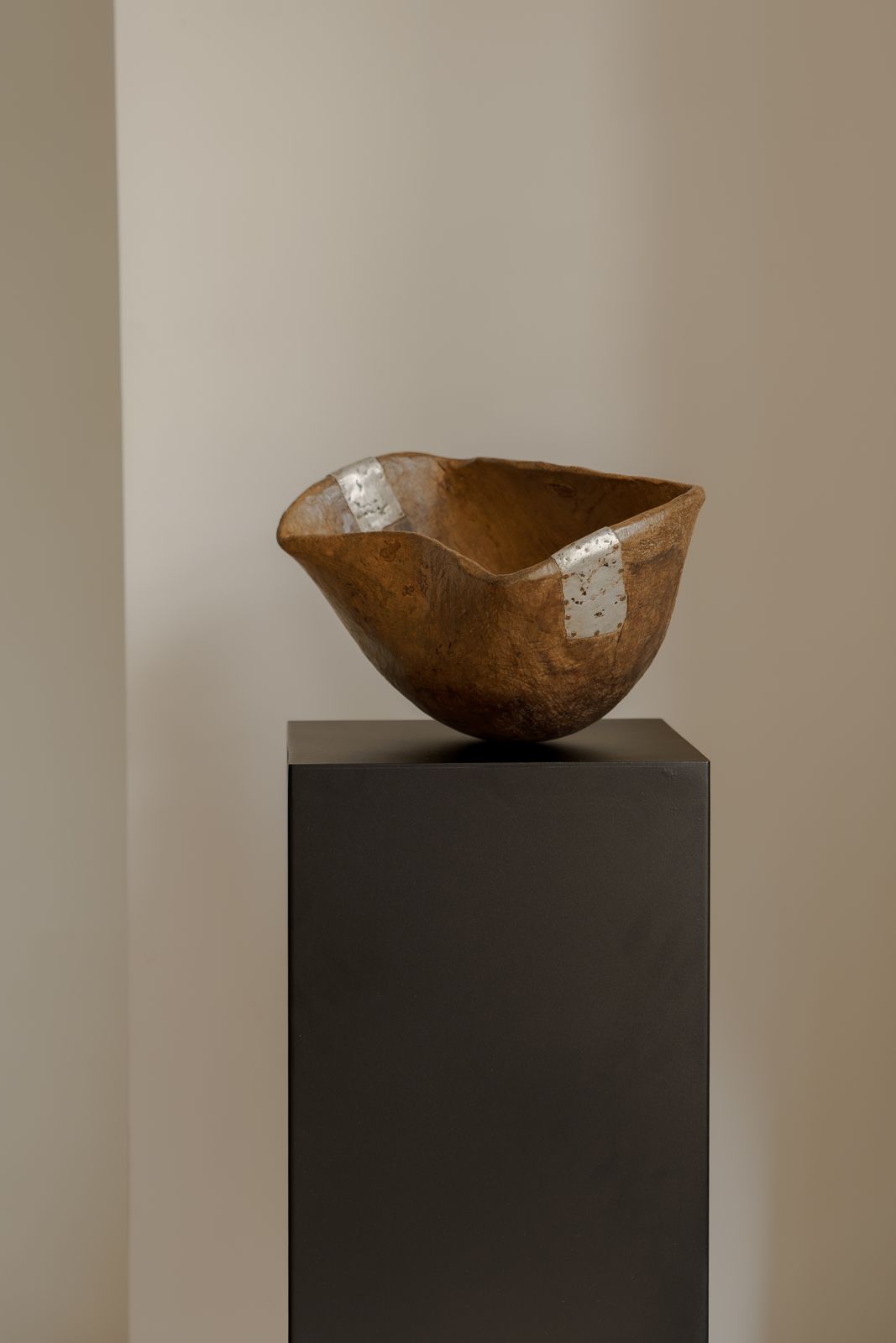 Bakuli 01 Hand Carved Bowl Wood With Metal Repair  East Africa photo for sale