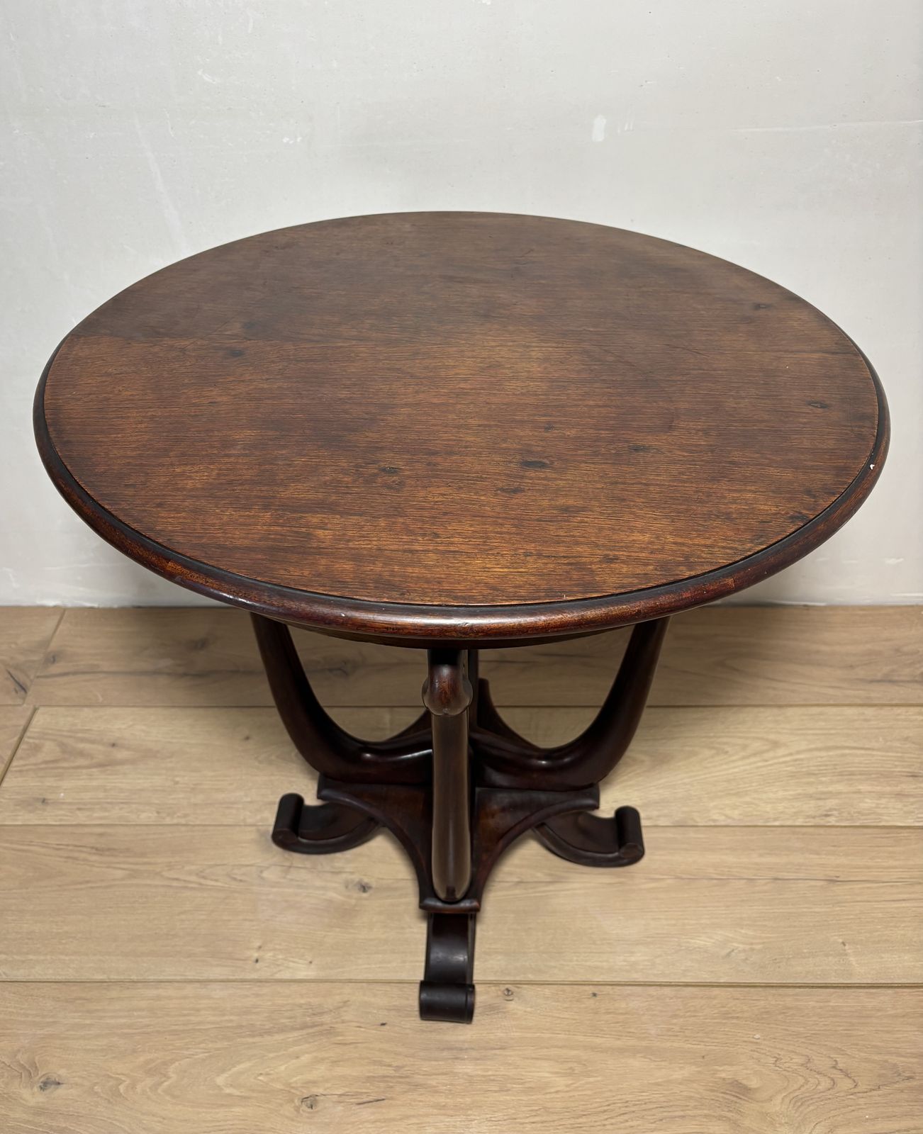 1250.0 Art Nouveau Eiken Bijzettafel op Voetstuk, Begin 20e Eeuw photo