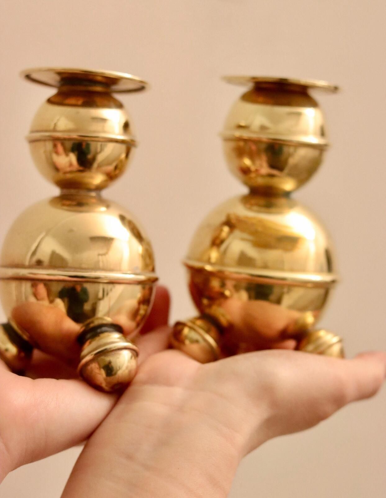 Pair Of Mid Century Swedish Brass Candle Holders By Alb Lindstrom Eskiltuna photo furniture