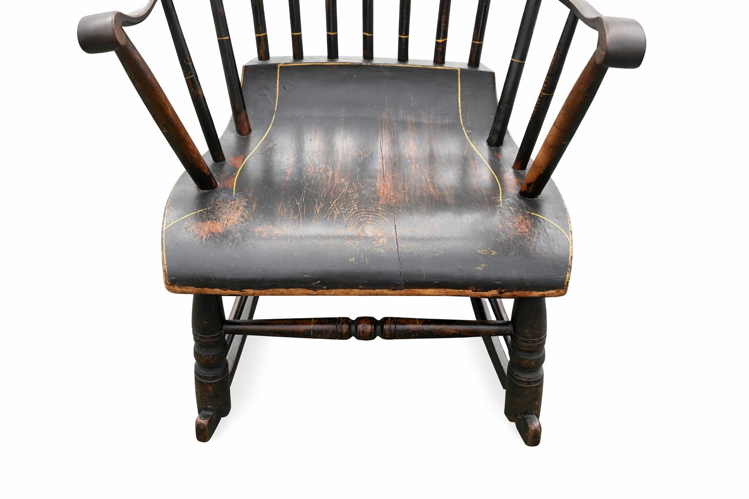 Antique Boston Rocking Chair With Gilded Illustrations C. 1820 photo for sale