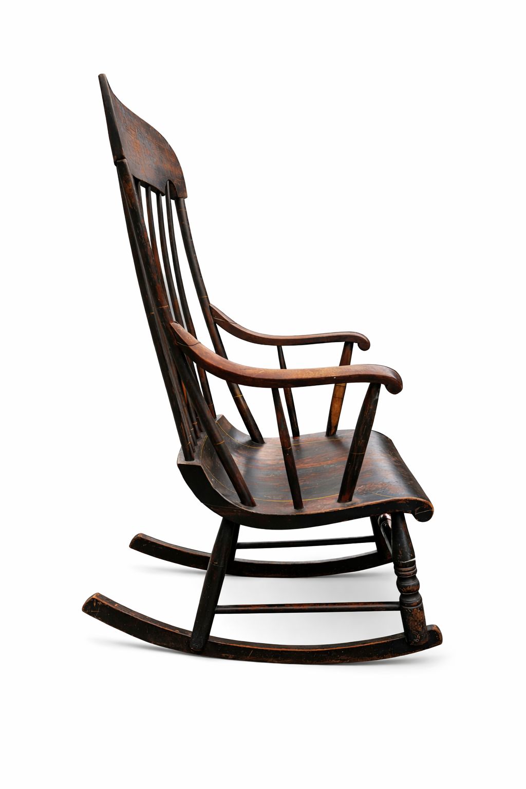 Antique Boston Rocking Chair With Gilded Illustrations C. 1820 photo vintage