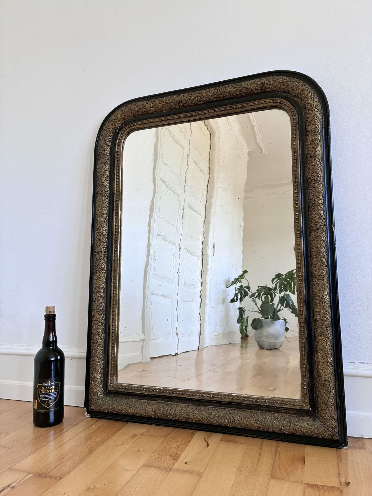 Large Antique French Louis Philippe Giltwood Mirror, Late 19th Century photo Home Decor