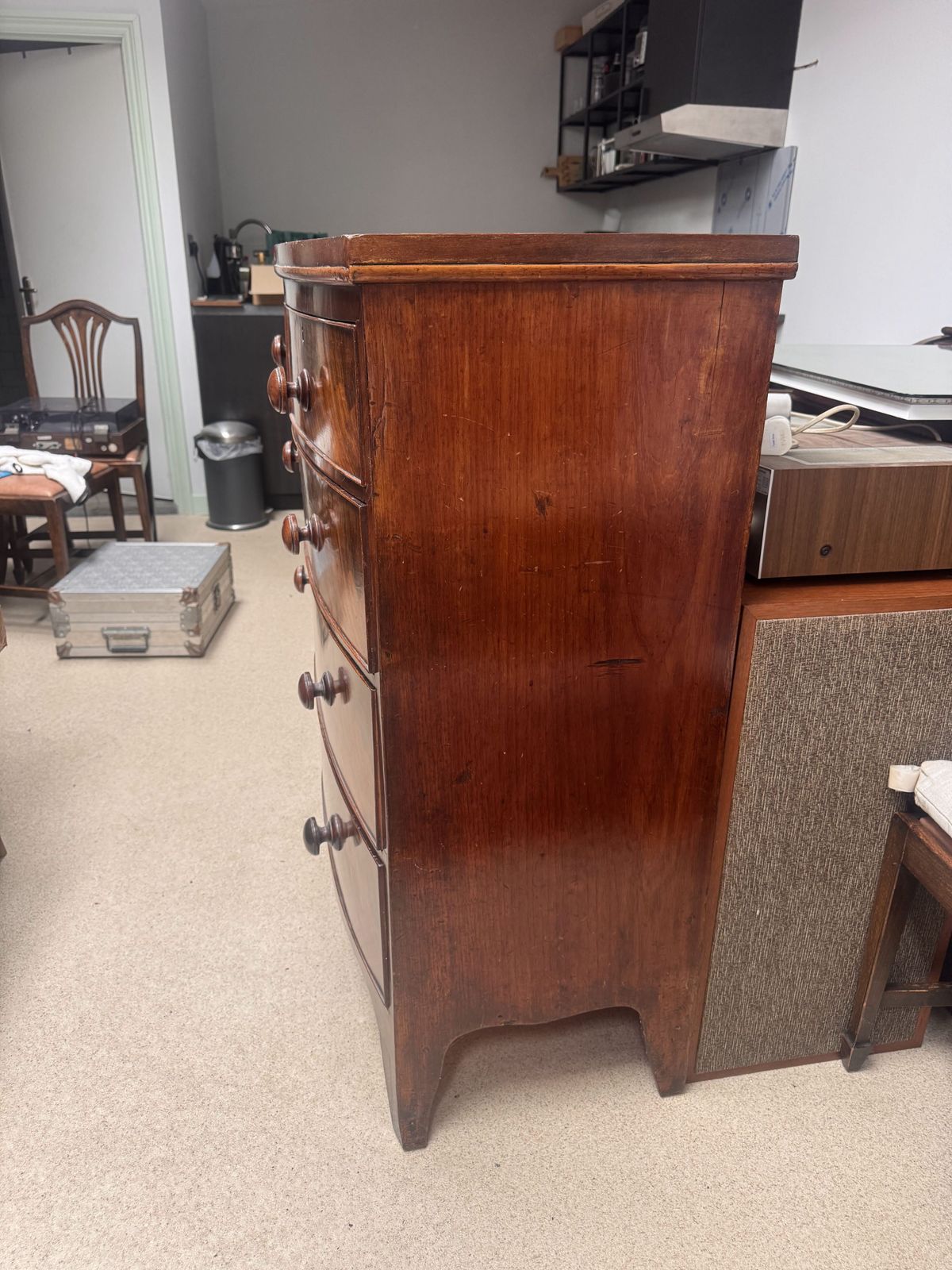 Regency Mahogany Bow Front Chest Of Drawers photo furniture