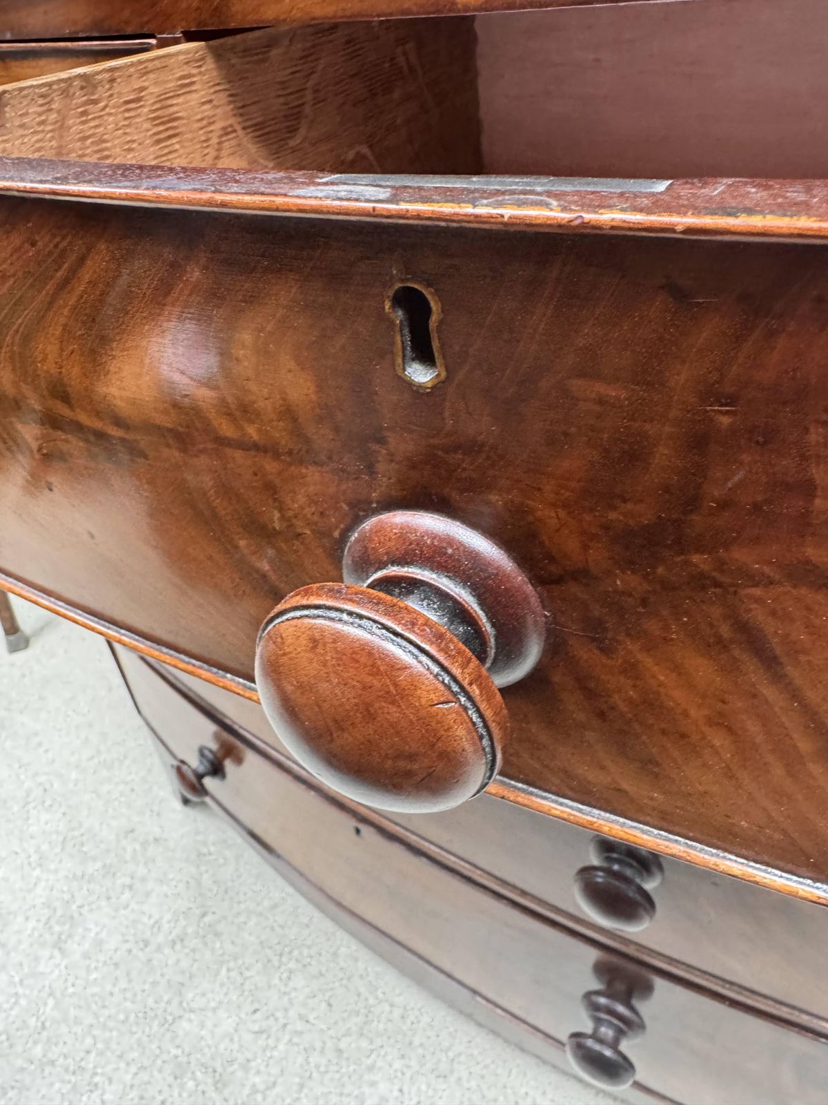 Regency Mahogany Bow Front Chest Of Drawers photo for sale