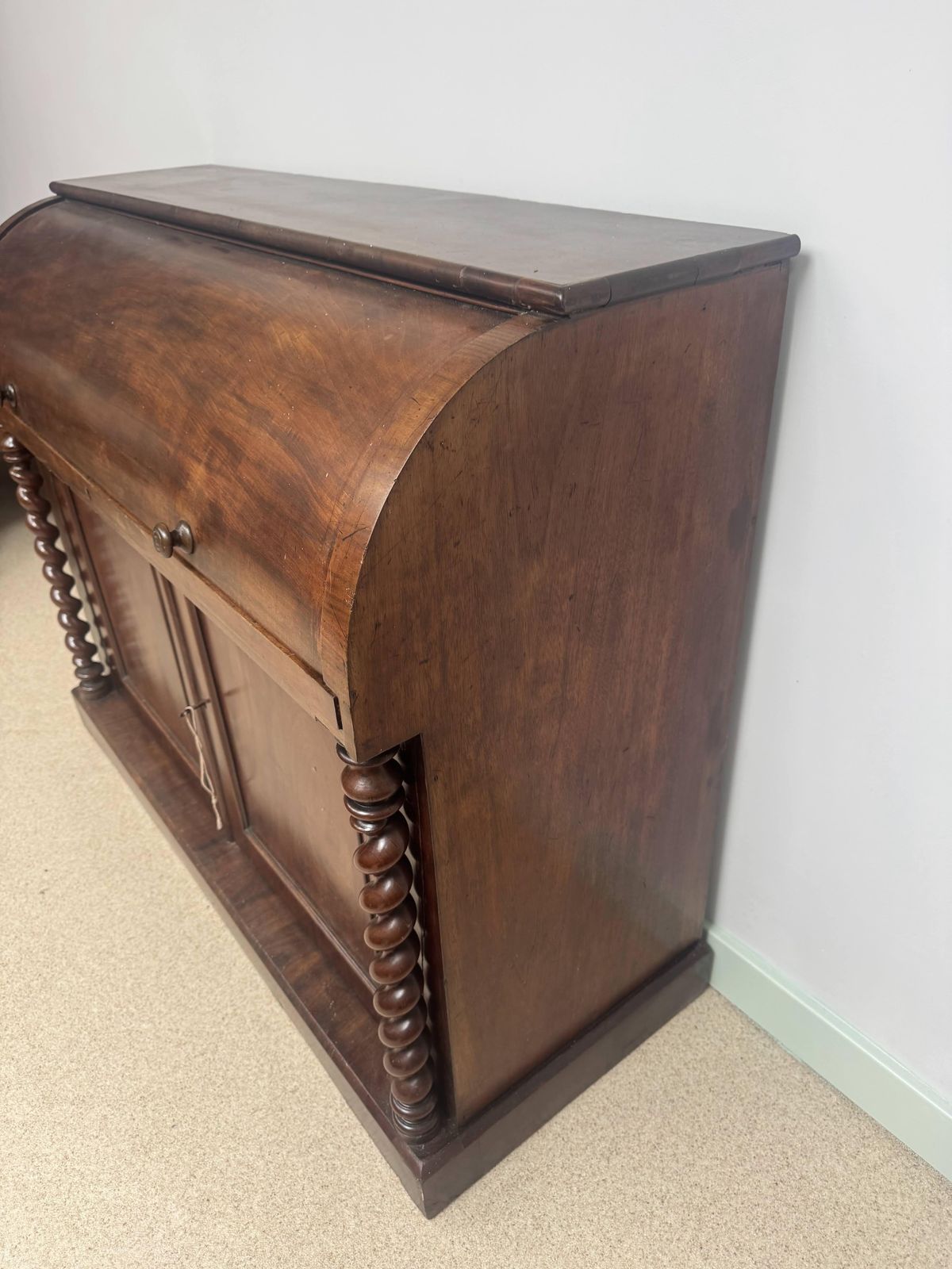 Victorian Mahogany Cylinder Bureau With Writing Desk photo furniture