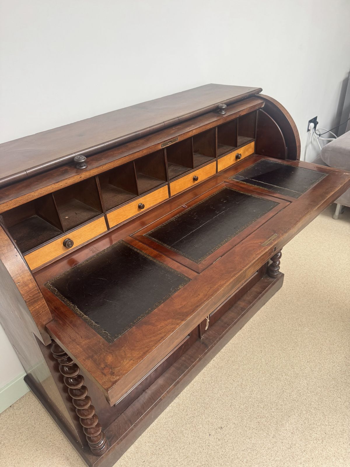 Victorian Mahogany Cylinder Bureau With Writing Desk photo Furniture
