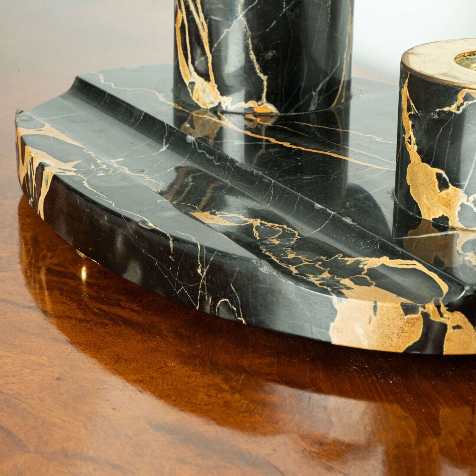 Italian Art Deco Portoro Marble Ink Well photo Home Decor