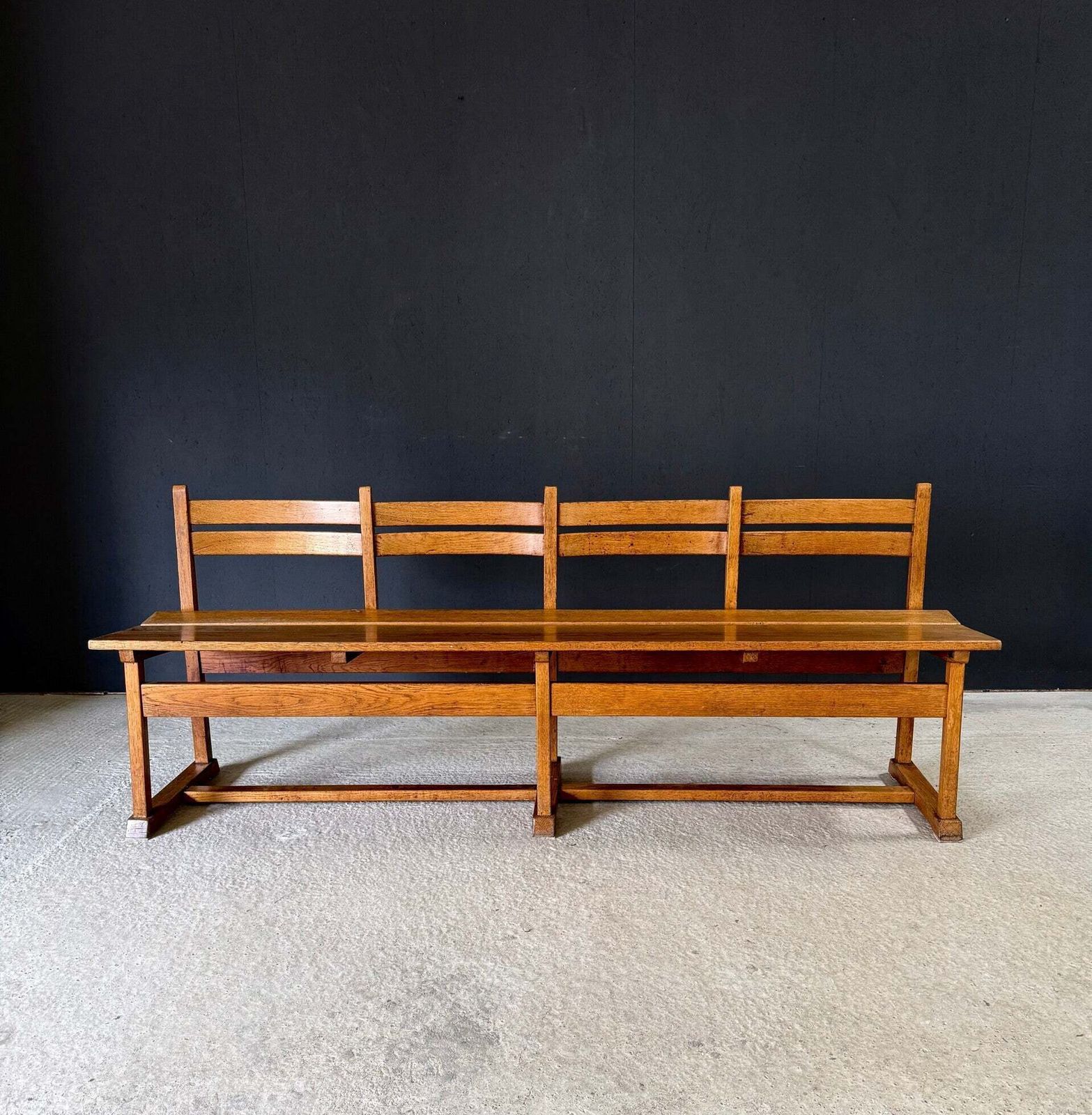 Midcentury Handcrafted Design 4 Seat Oak Bench, 1950's Belgium photo 1700.0
