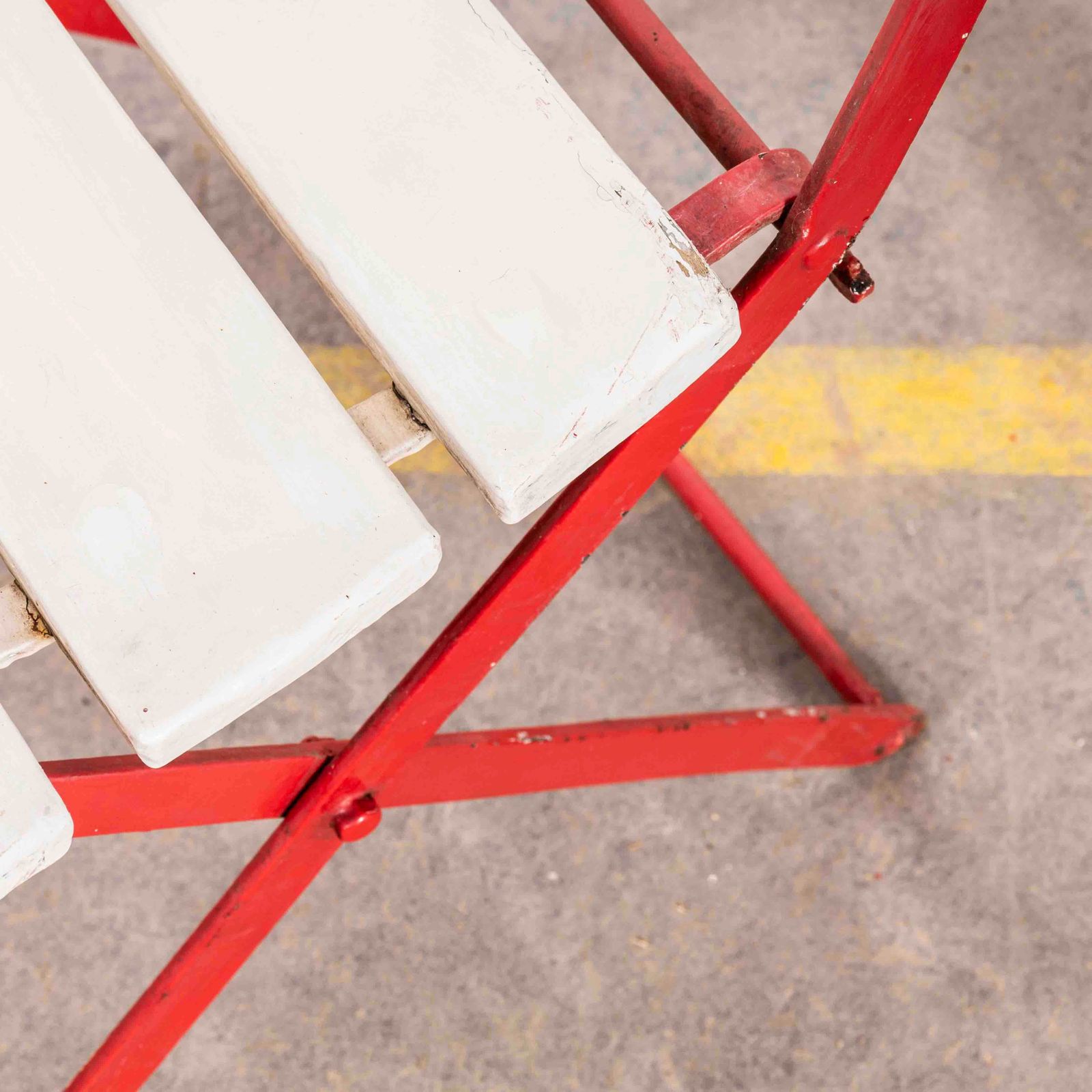 1950’s Slatted Red And White French Outdoor Folding Chairs photo buy