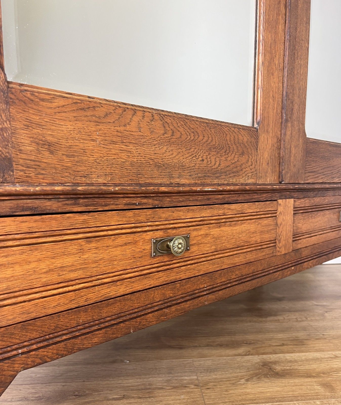 photo for sale Wardrobe Antique French Oak Two Door Mirrored Carved Armoire Cabinet Lot 6100