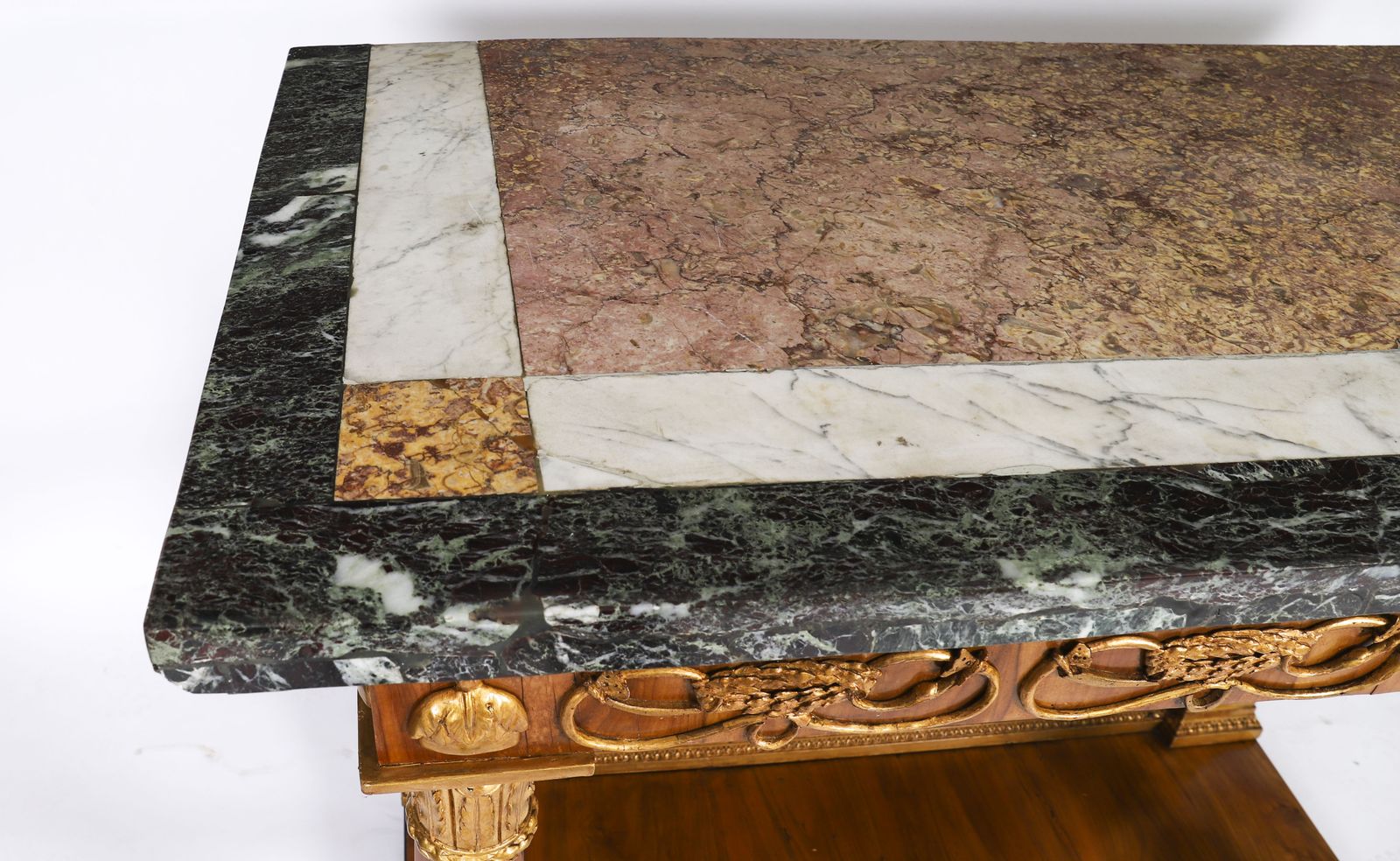 Antique French Empire Period  Walnut Marble Top Parcel Gilt Console C1810 photo 7500.0