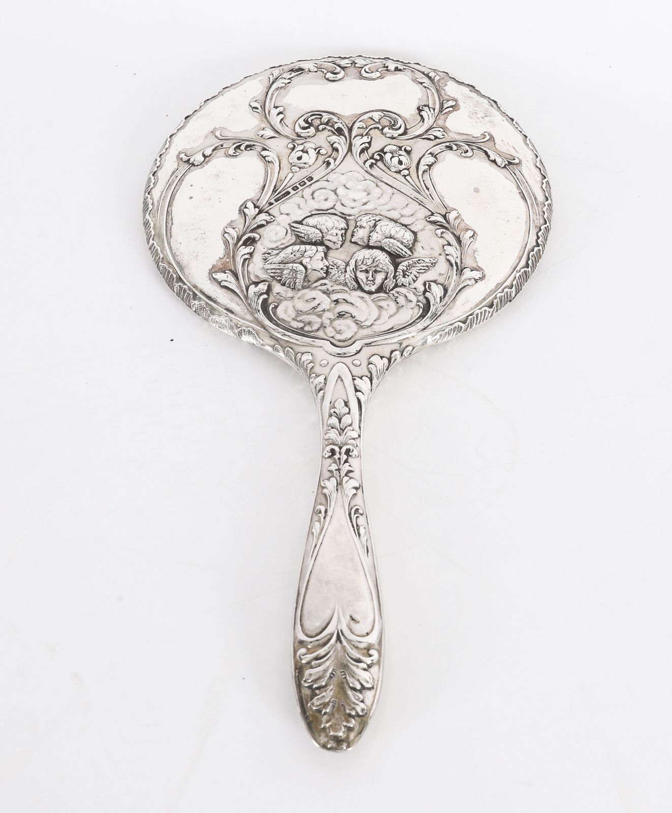 Antique Sterling Silver Cherubs Hand Mirror S Blanckensee & Son Birmingham 1912 photo furniture